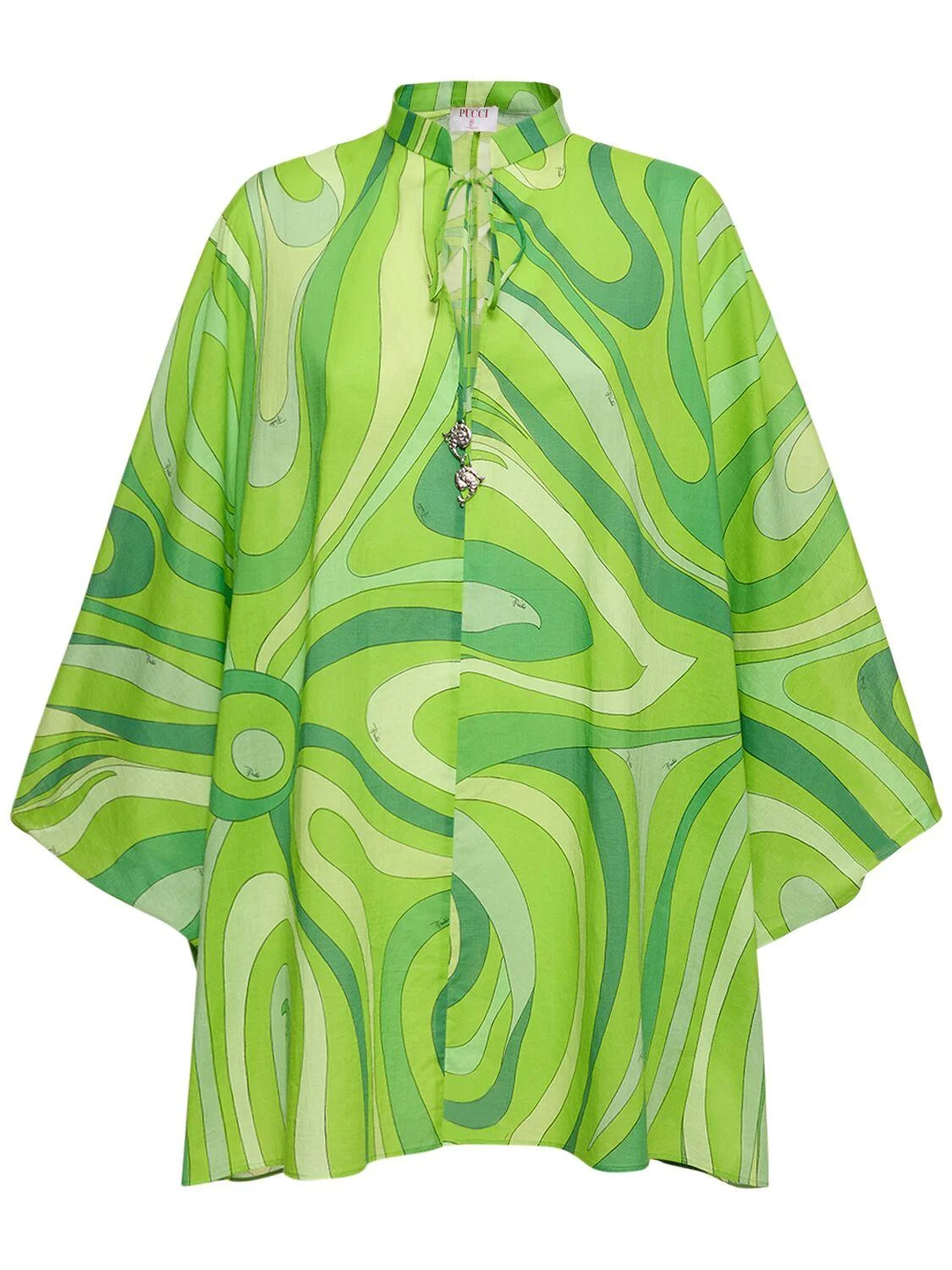 Marmo printed voile mini kaftan dress