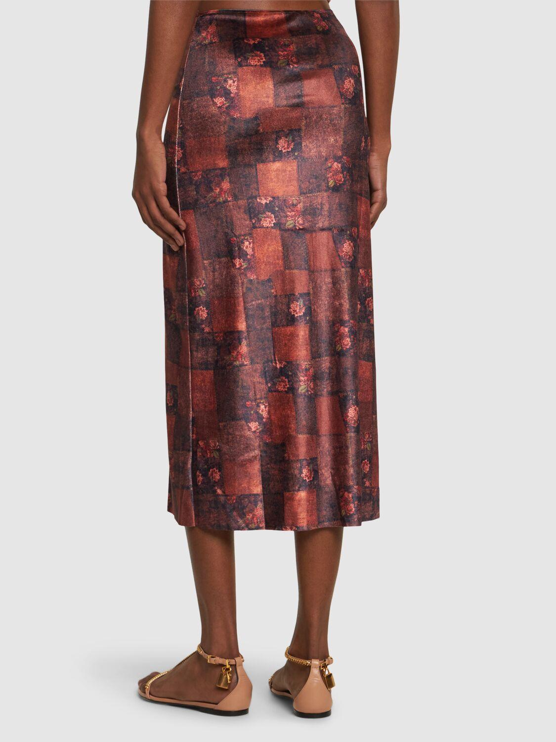 Printed stretch jersey maxi skirt