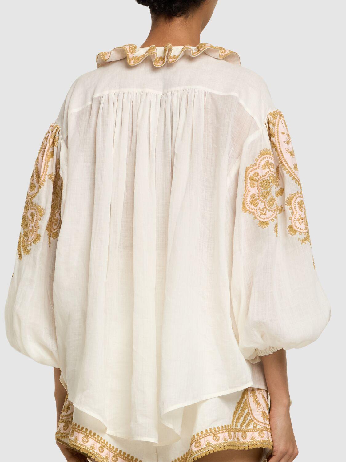 Waverly linen embroidered top