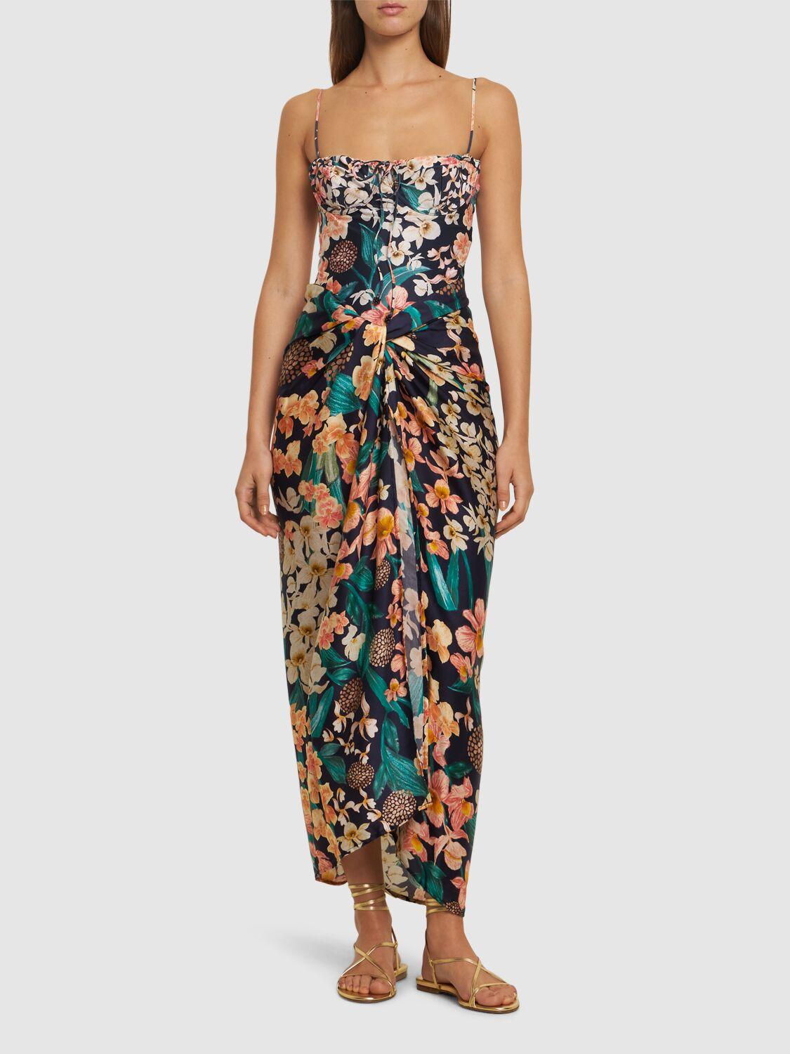 Lavanda floral print maxi sarong skirt