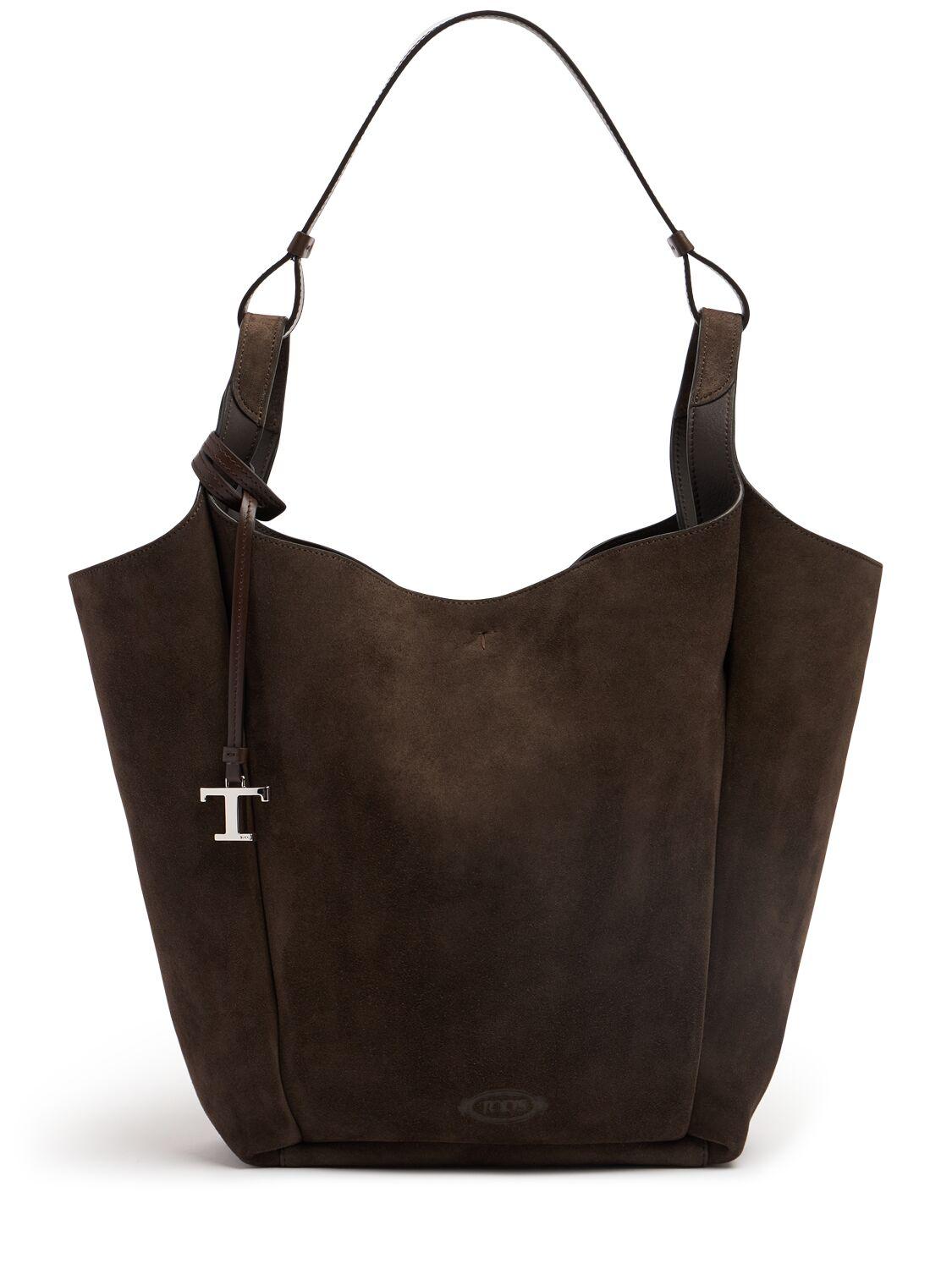 Medium Bucket suede bag