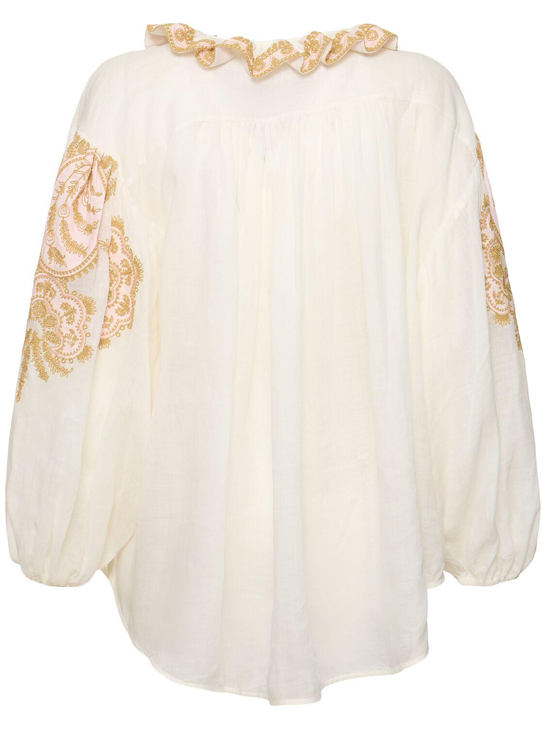 Waverly linen embroidered top