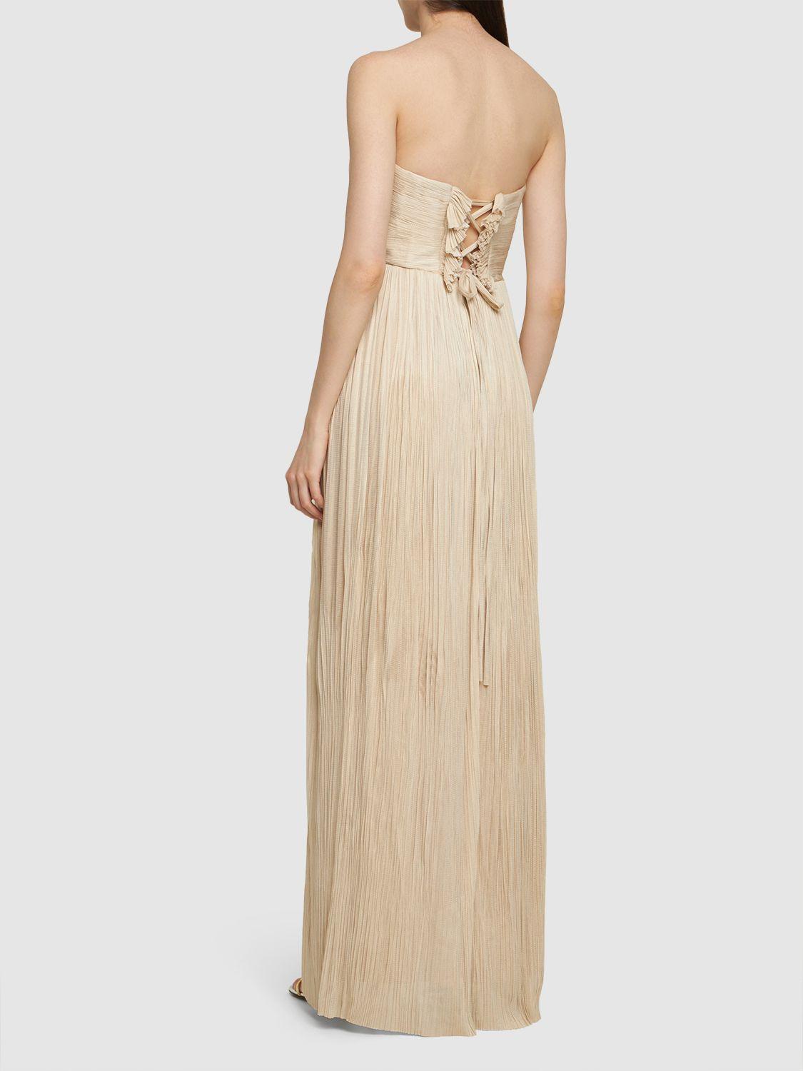 Carla silk tulle strapless long dress