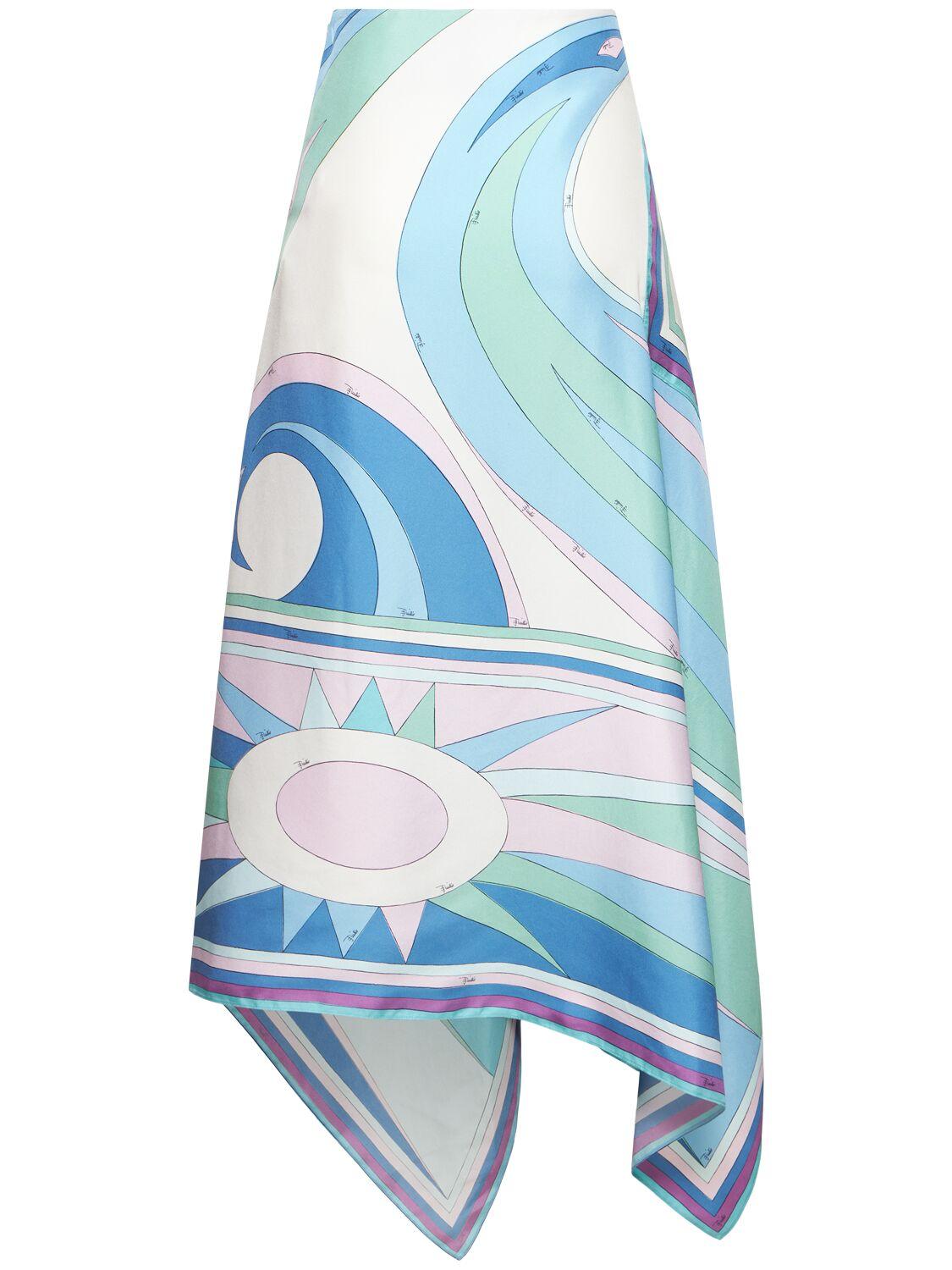 Swan print silk skirt