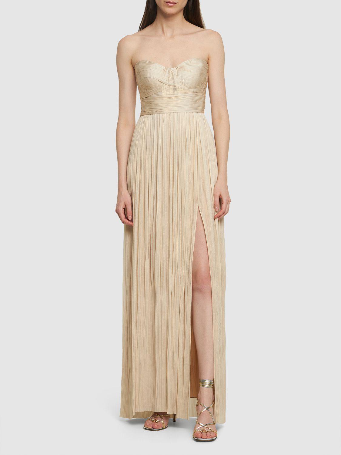 Carla silk tulle strapless long dress