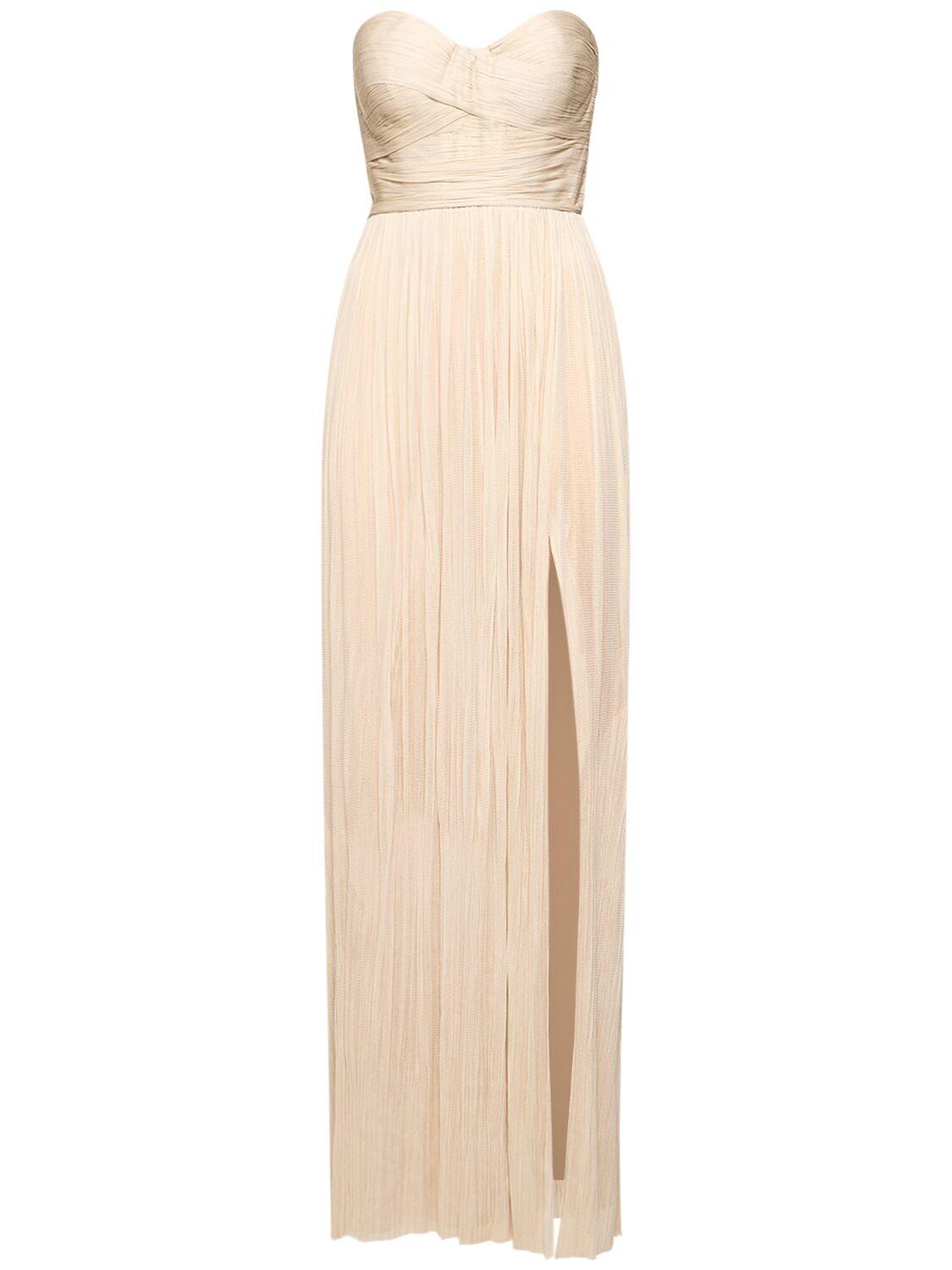 Carla silk tulle strapless long dress