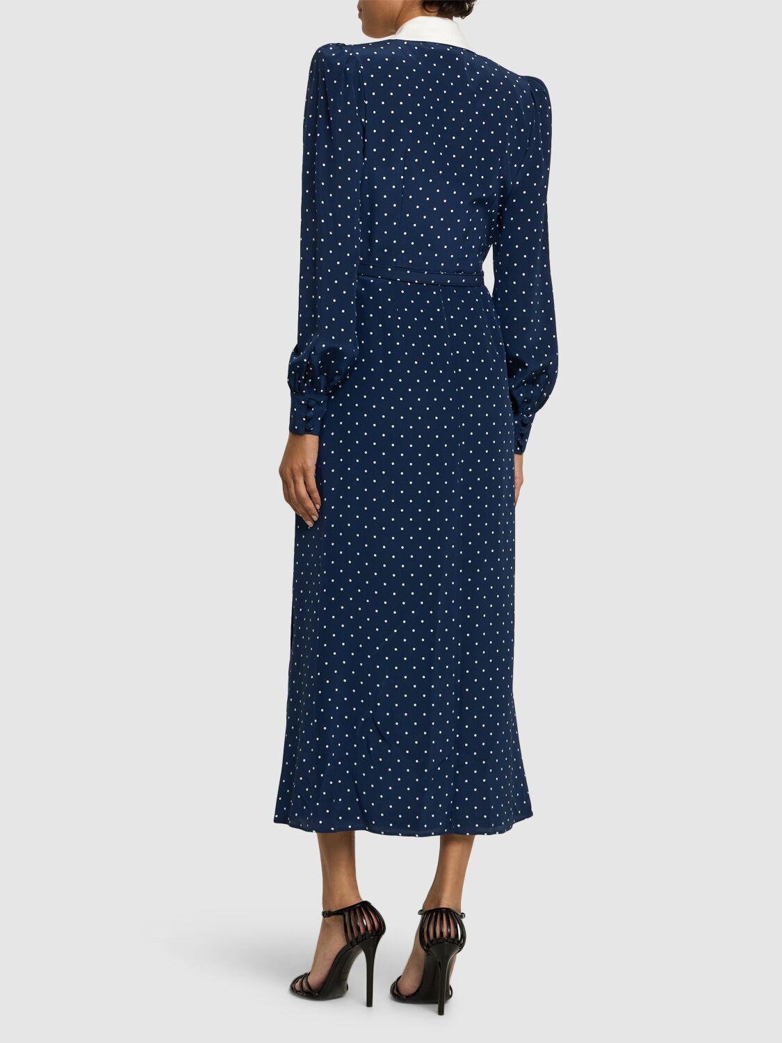 Polka dot print dress w/ collar