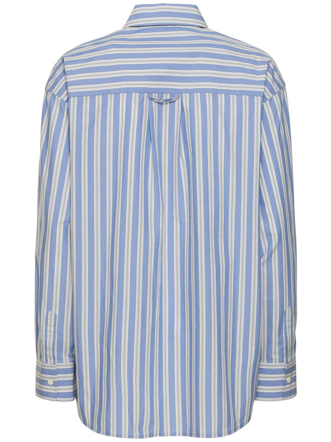 Striped cotton blend poplin shirt