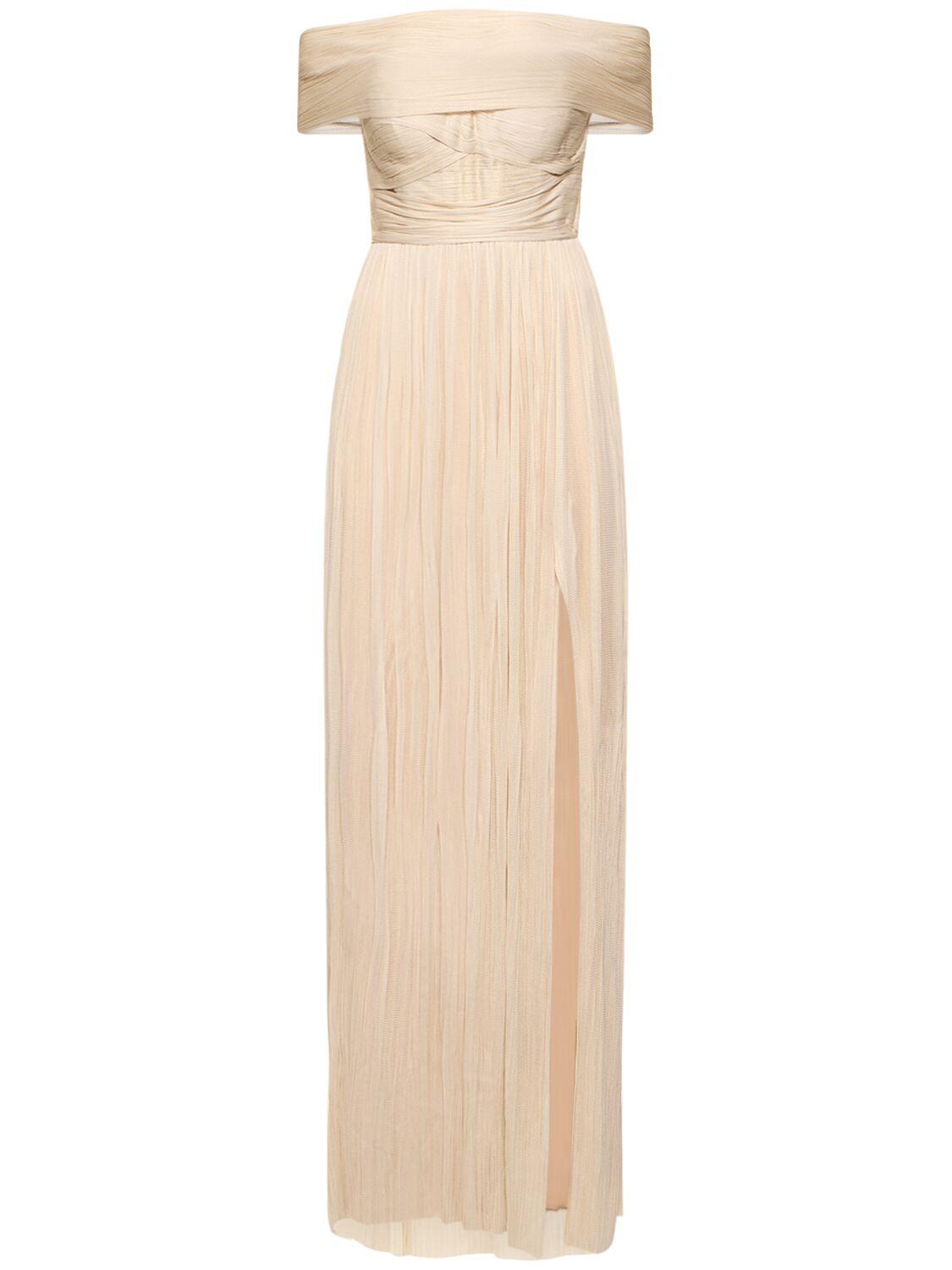 Carla silk tulle strapless long dress