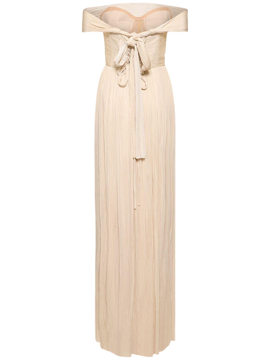 Carla silk tulle strapless long dress