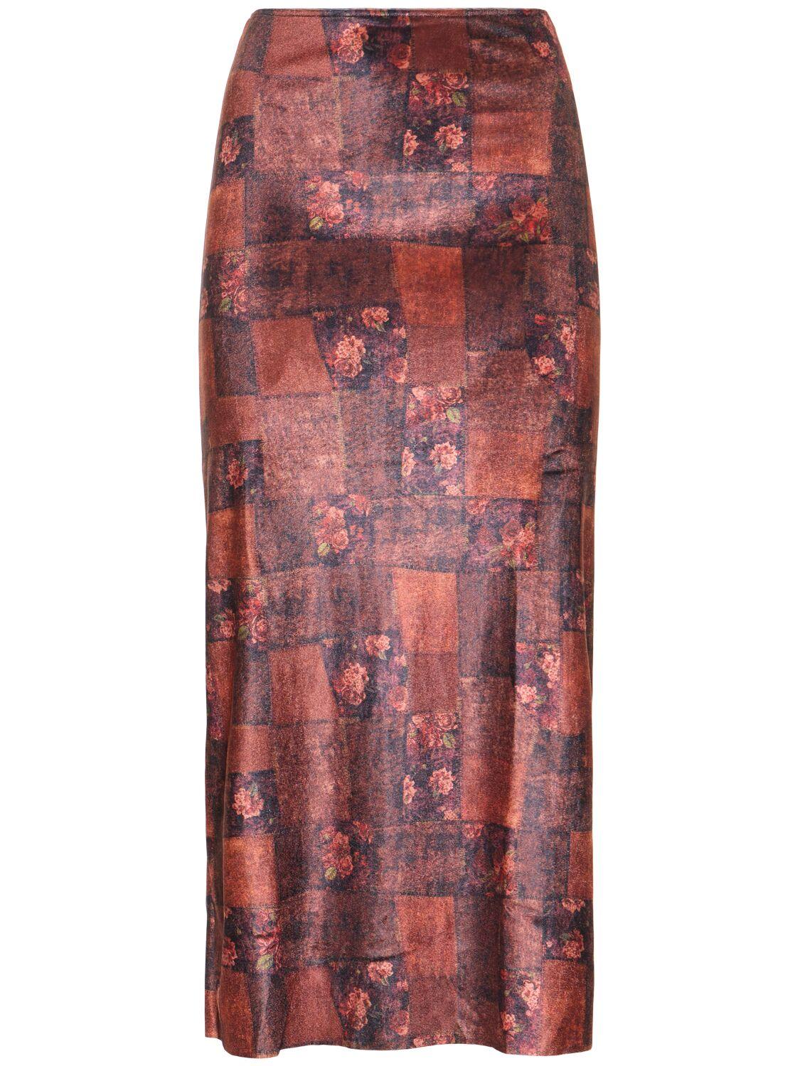 Printed stretch jersey maxi skirt