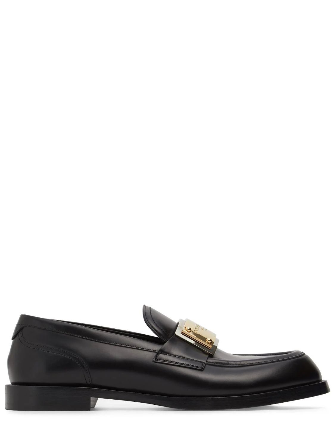 Plaqued leather loafers