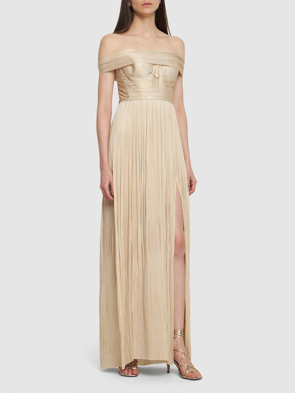 Carla silk tulle strapless long dress