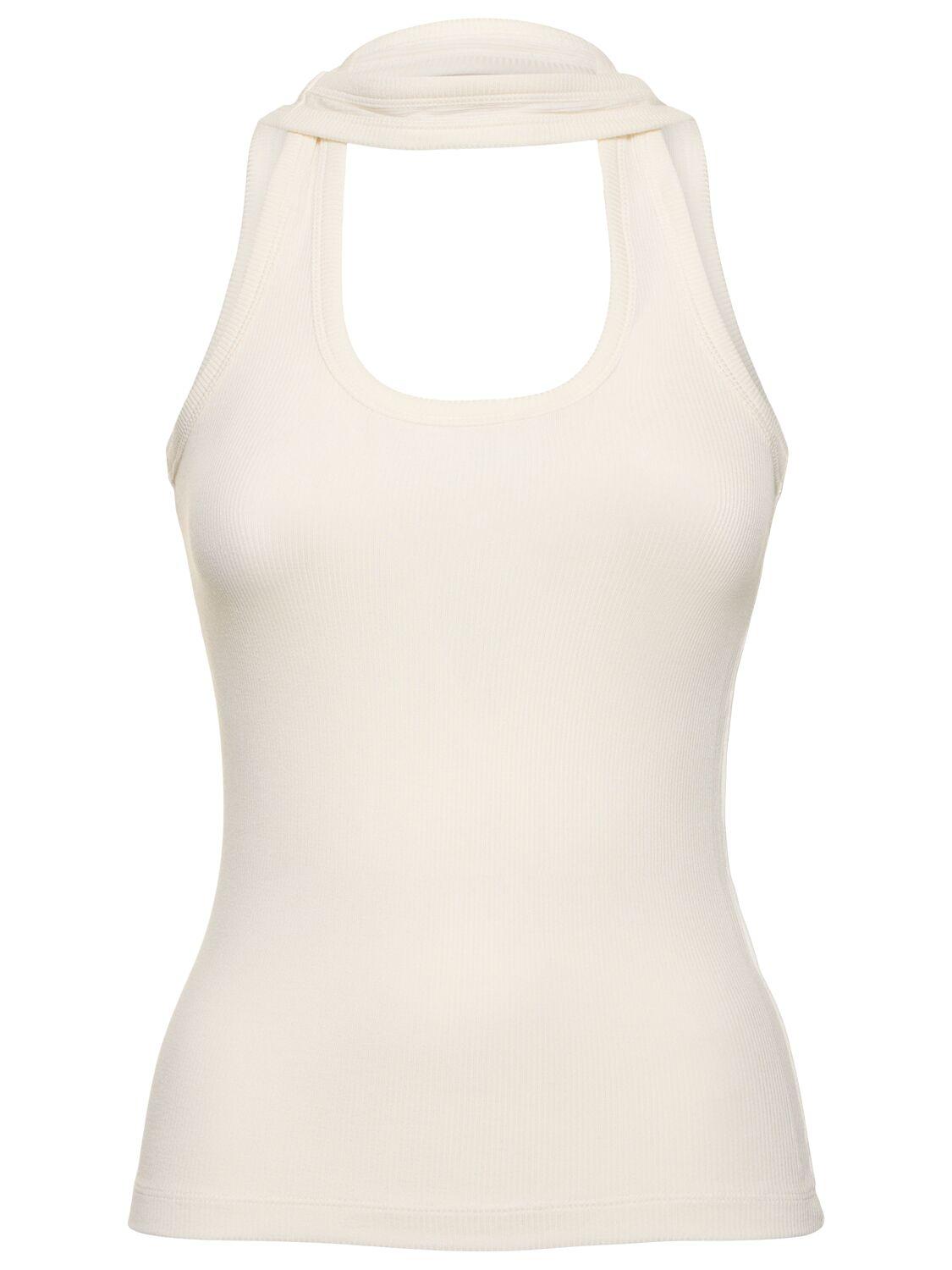 Ribbed stretch viscose tank top