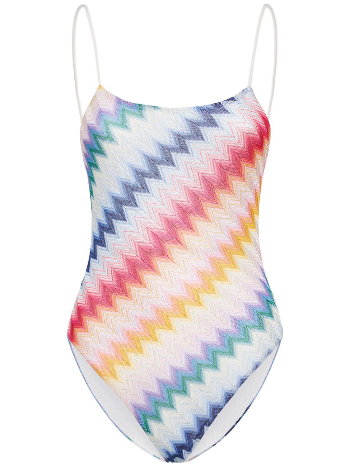 Chevron knit one piece swimsuit