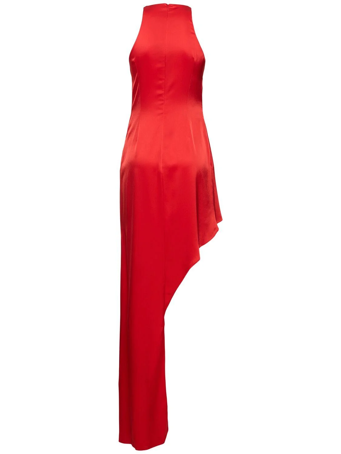 Asymmetric satin long dress