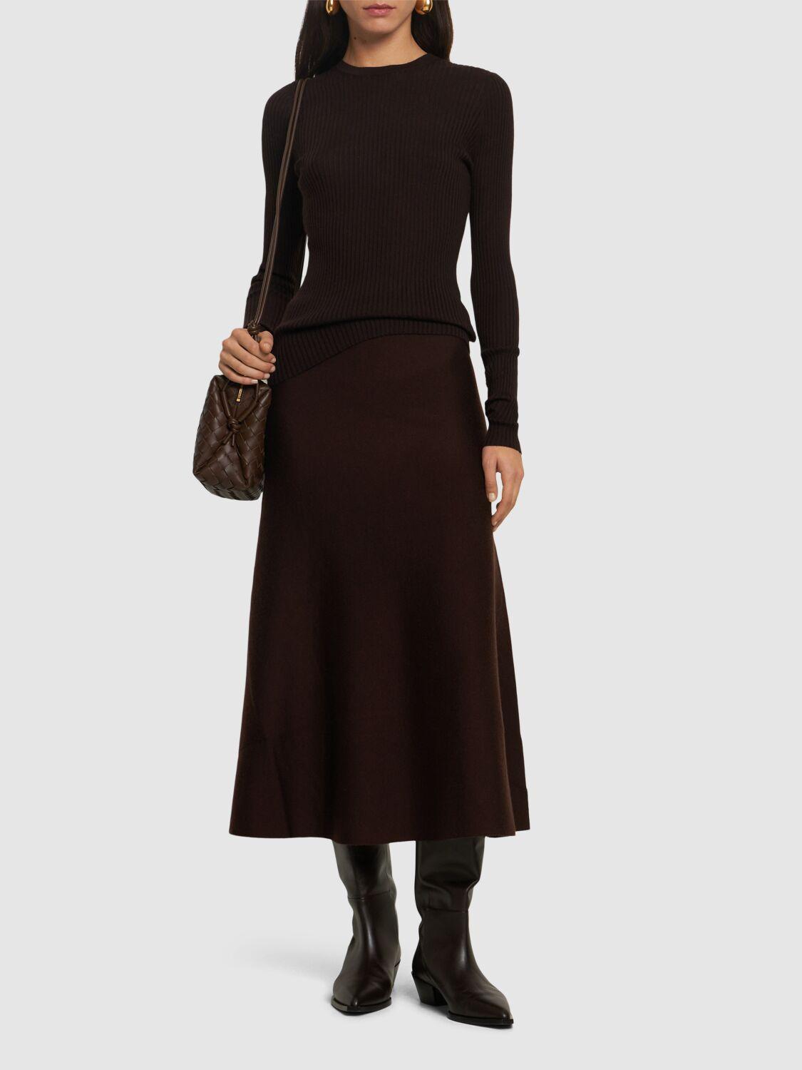 Freddie wool blend knit midi skirt