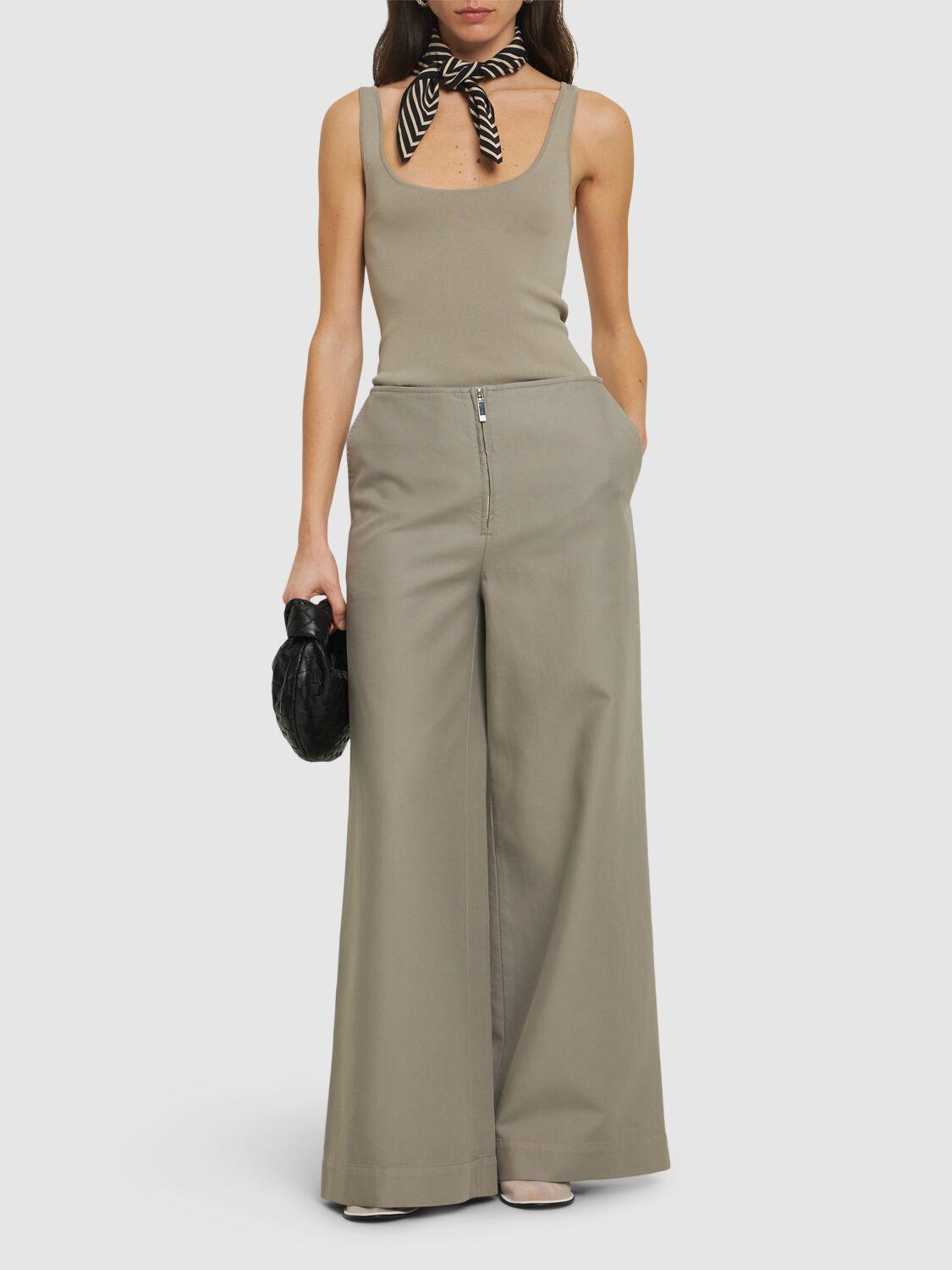 Zipped organic cotton wide pants