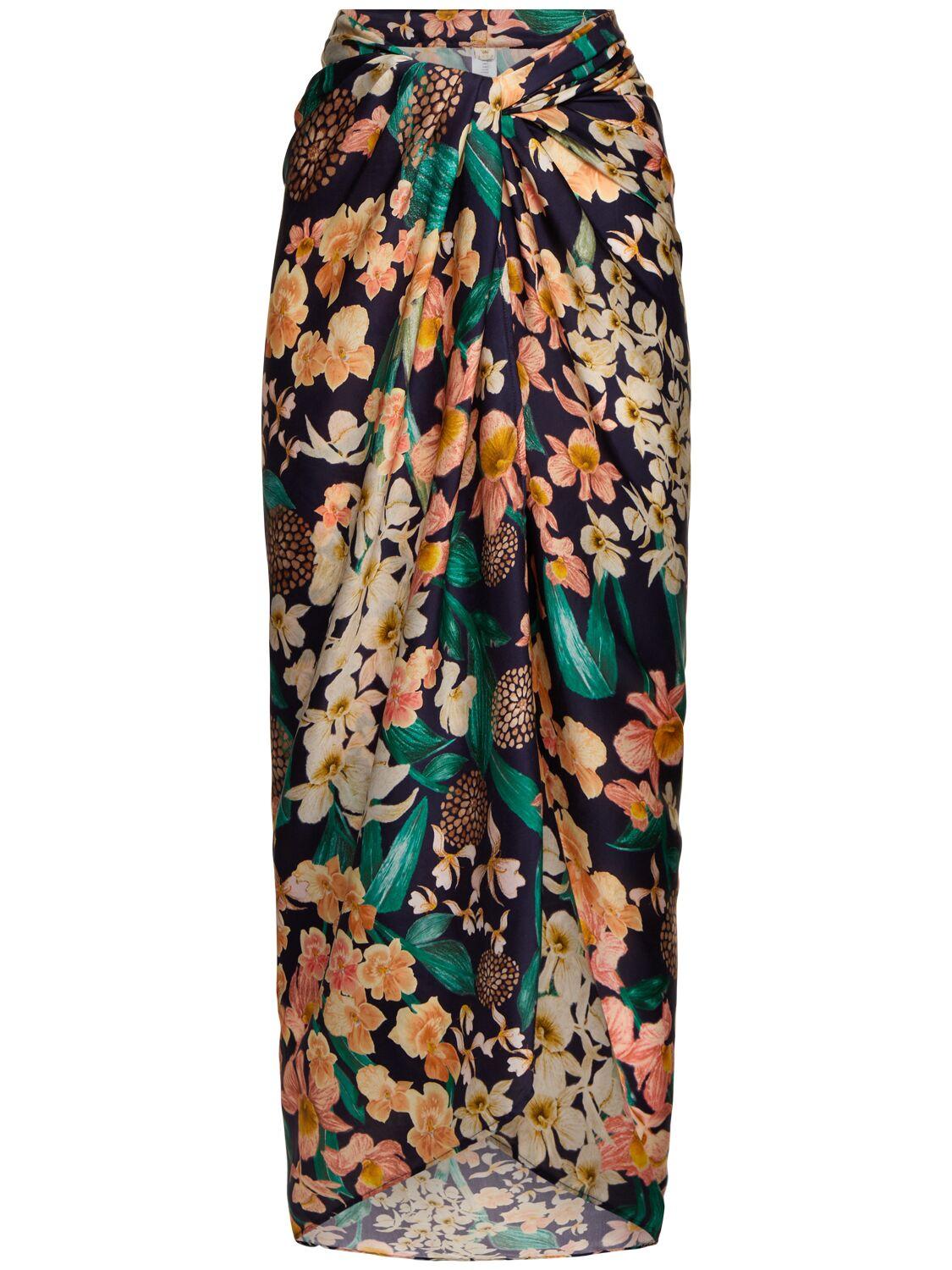 Lavanda floral print maxi sarong skirt