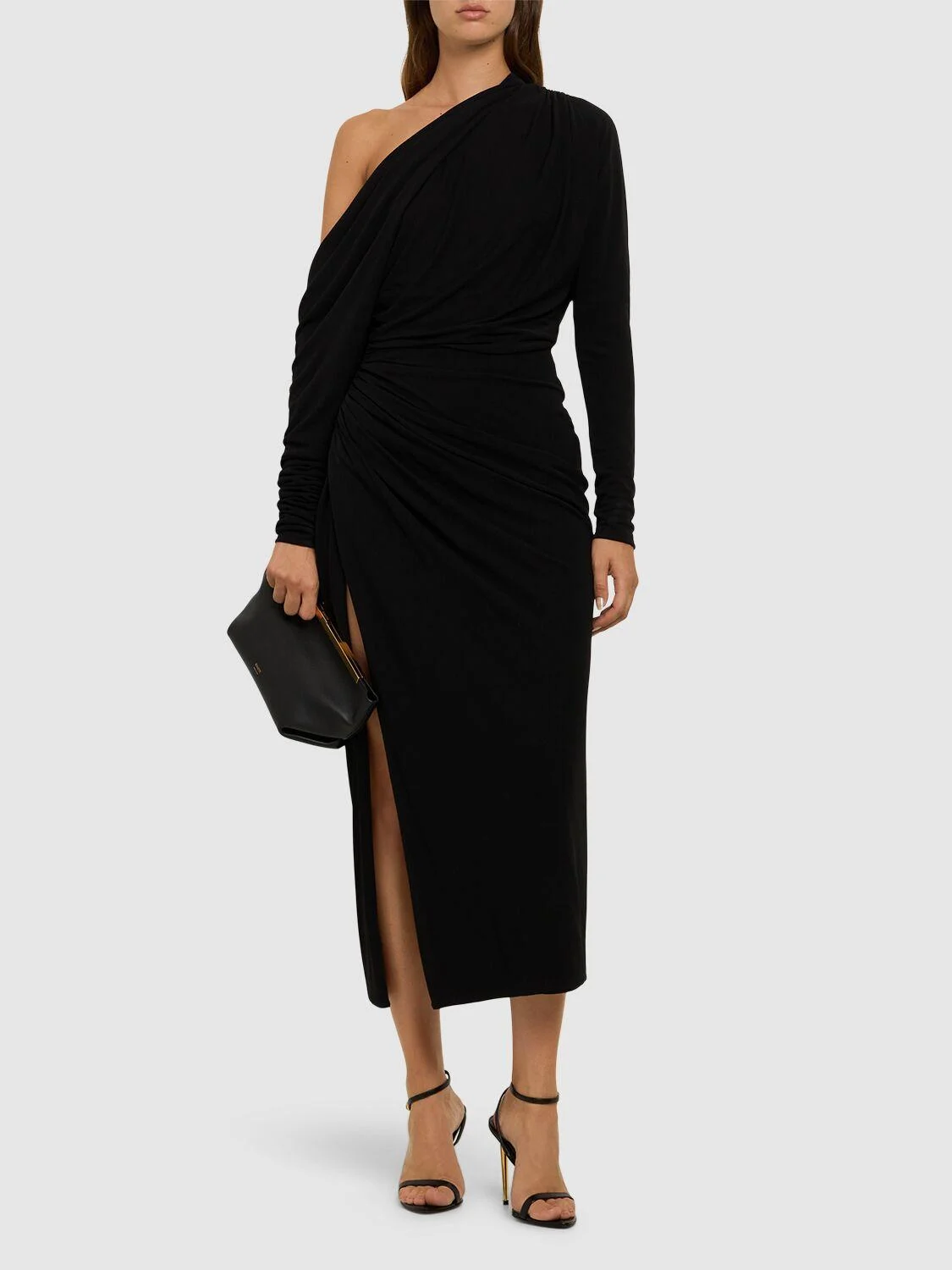 Draped jersey midi dress