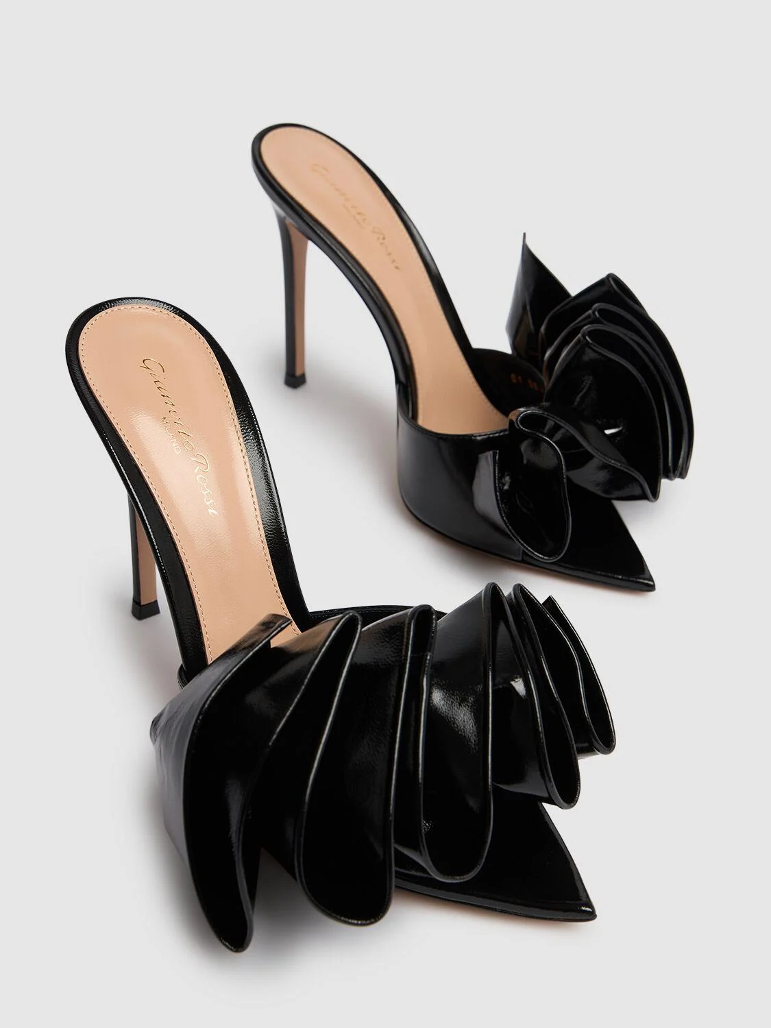 105mm Gabrielle patent leather mules