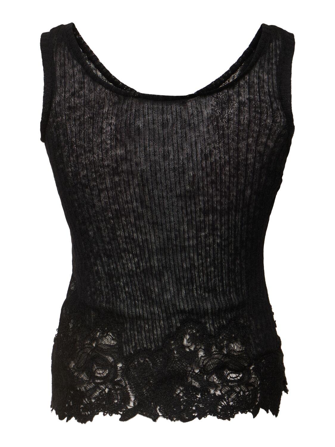 Embroidered knit tank top