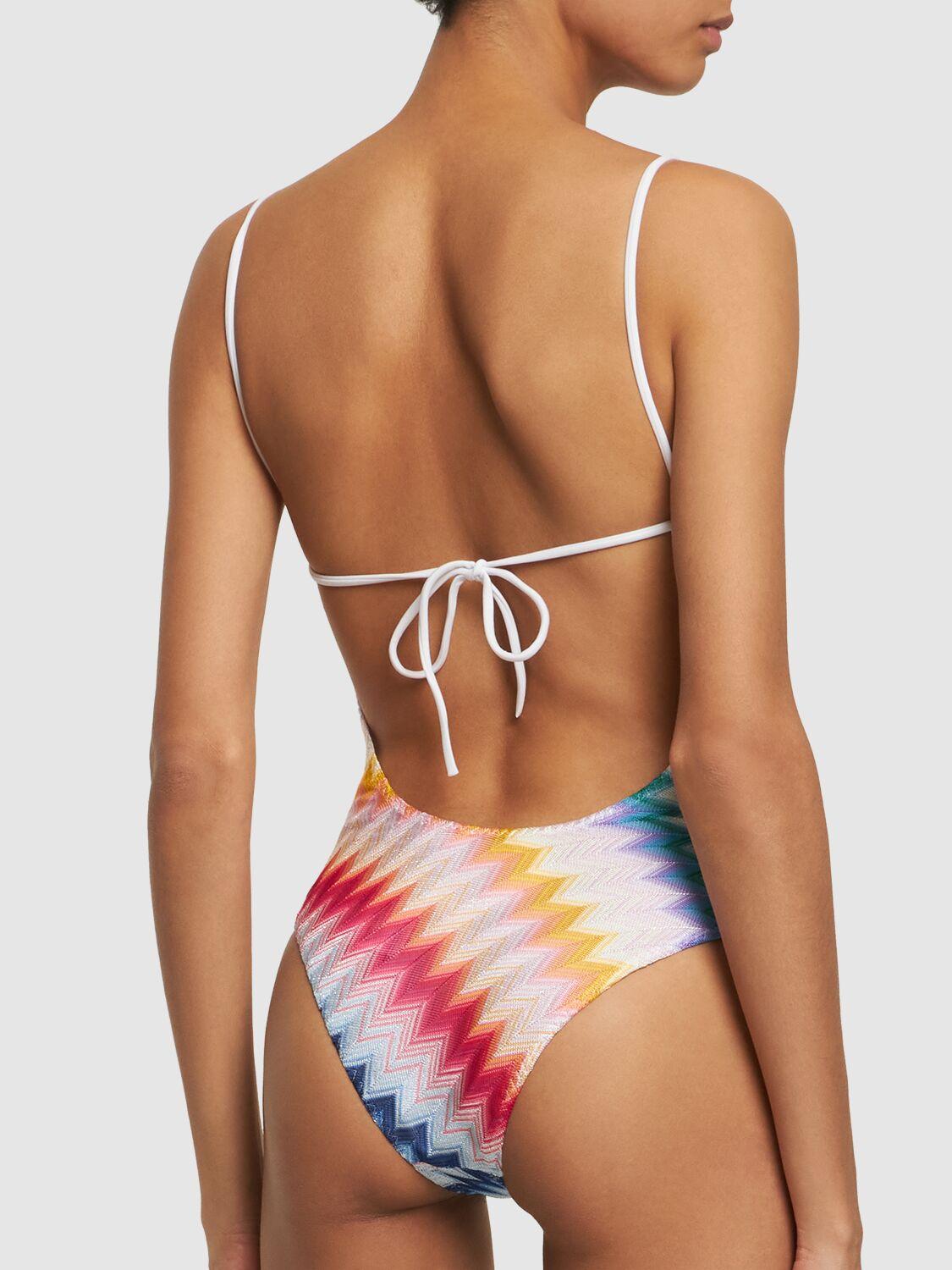 Chevron knit one piece swimsuit