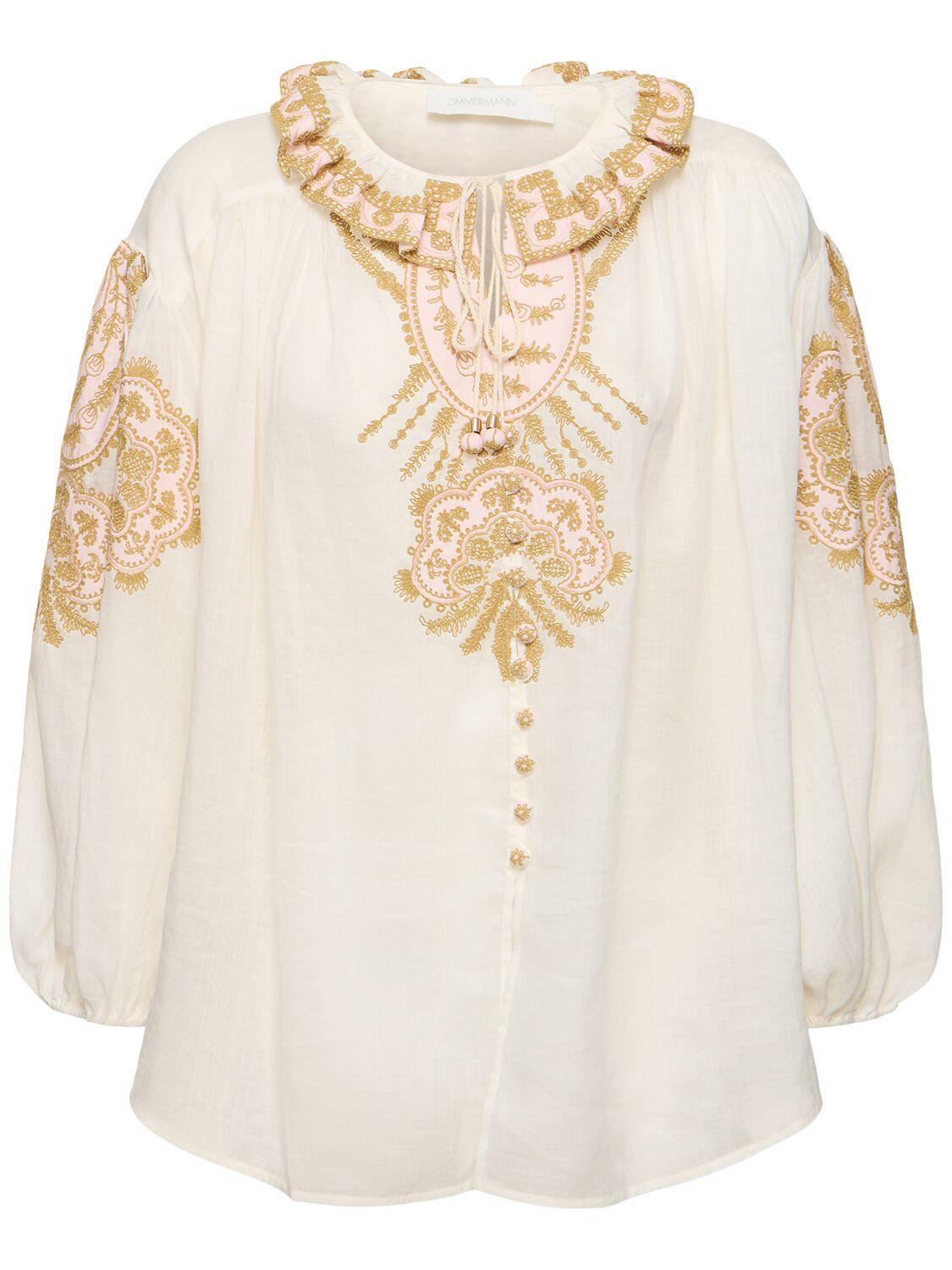 Waverly linen embroidered top