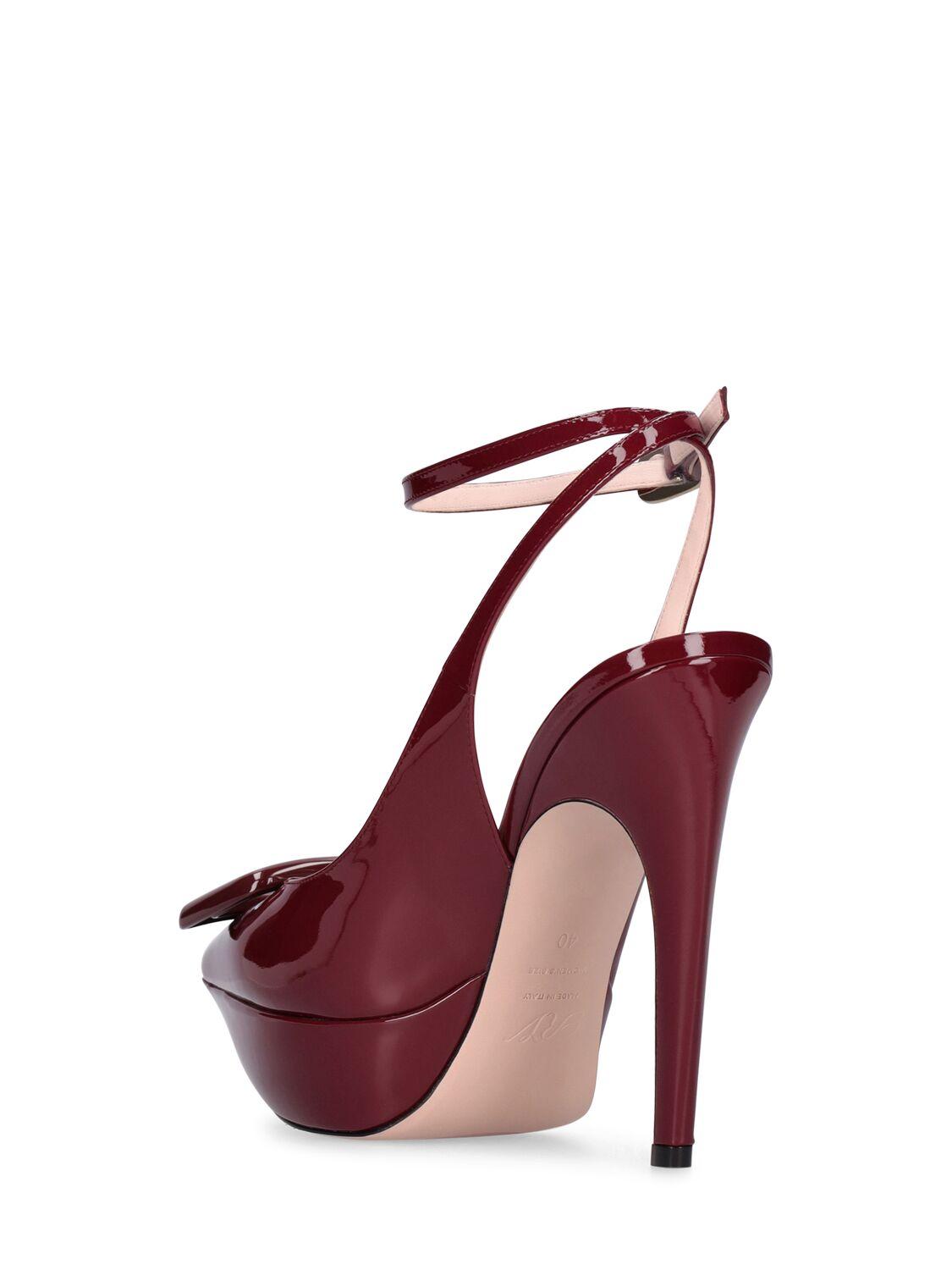 125mm Choc patent leather slingbacks