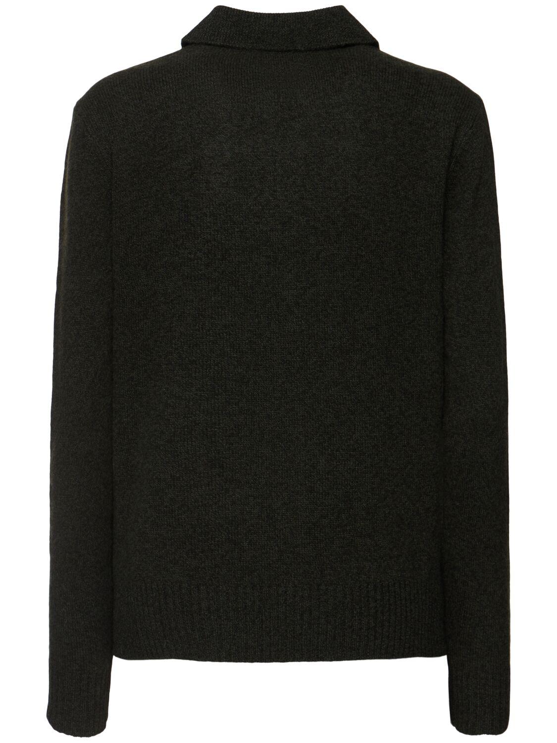 Wool knit polo sweater