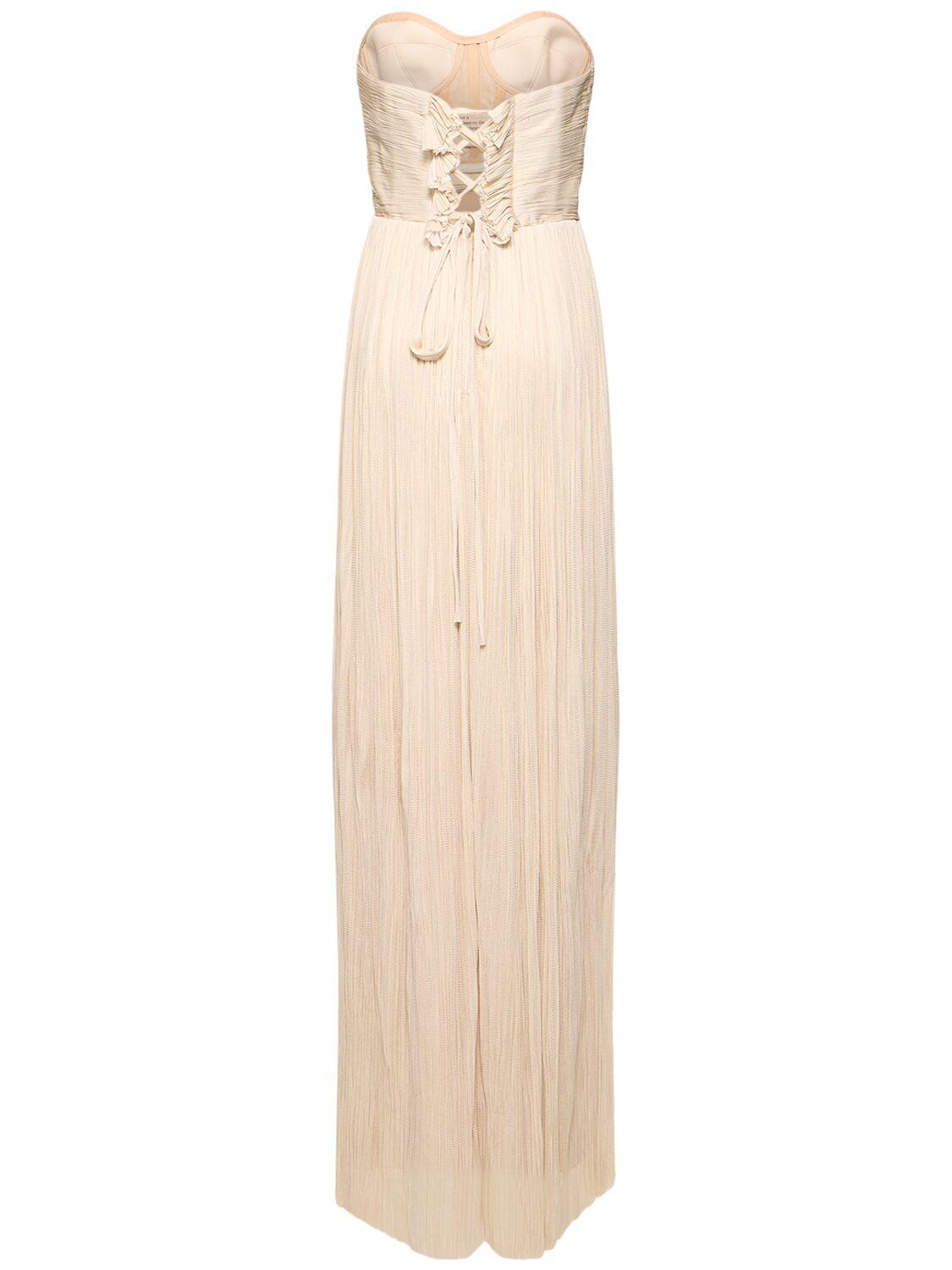 Carla silk tulle strapless long dress