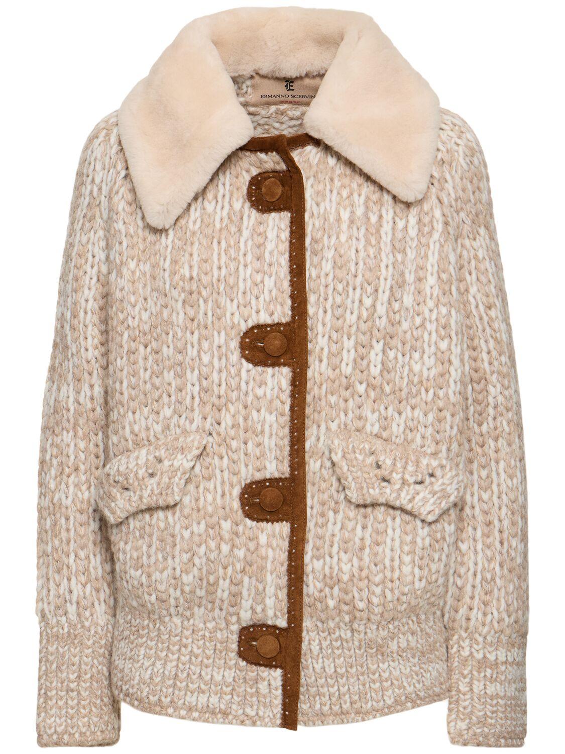 Knit shearling jacket