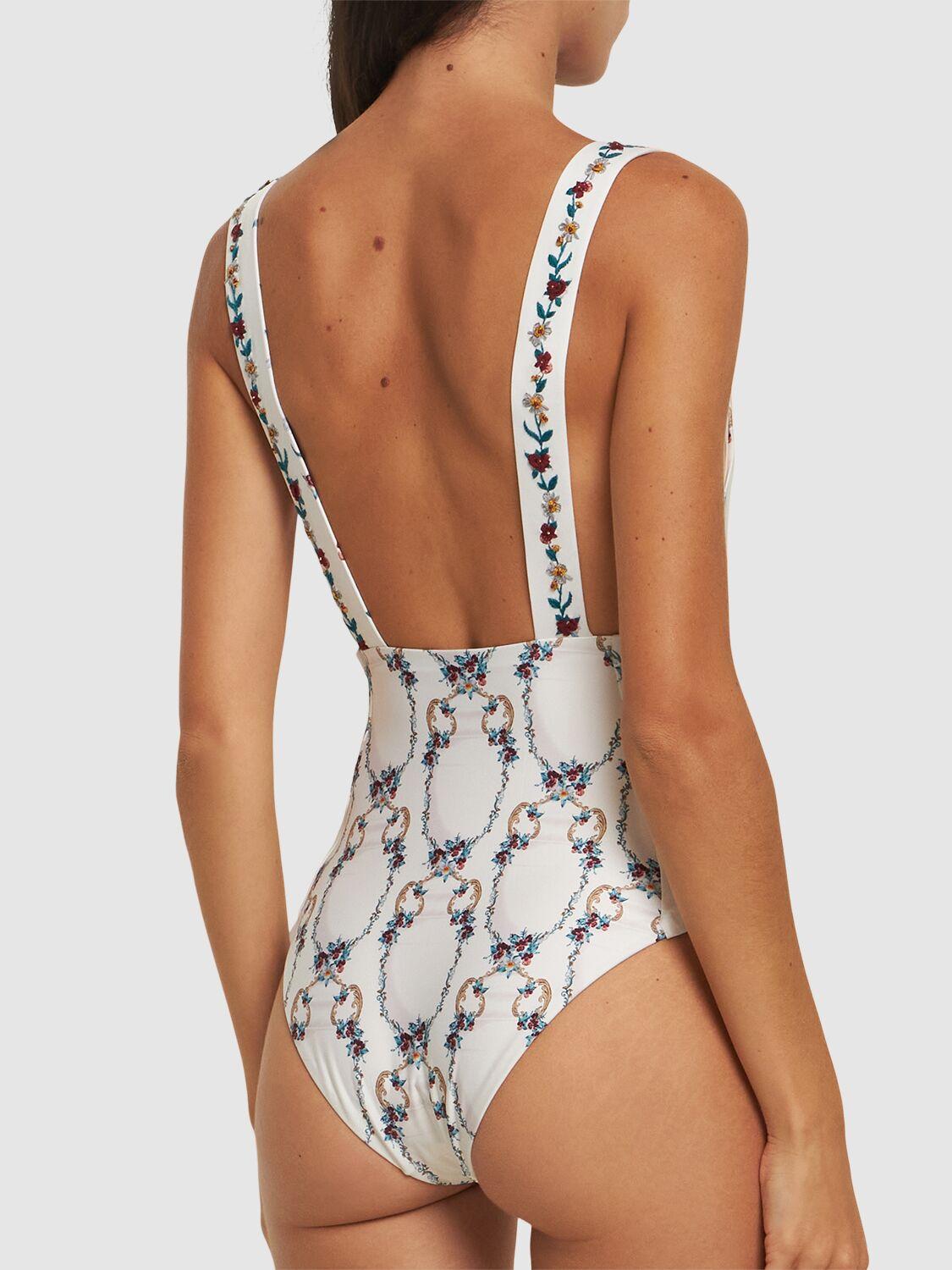 Cafe floral lycra one piece swimsuit