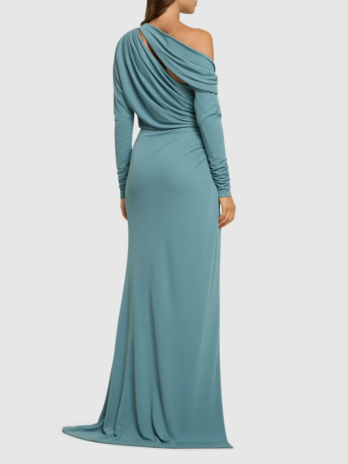 Draped jersey long dress