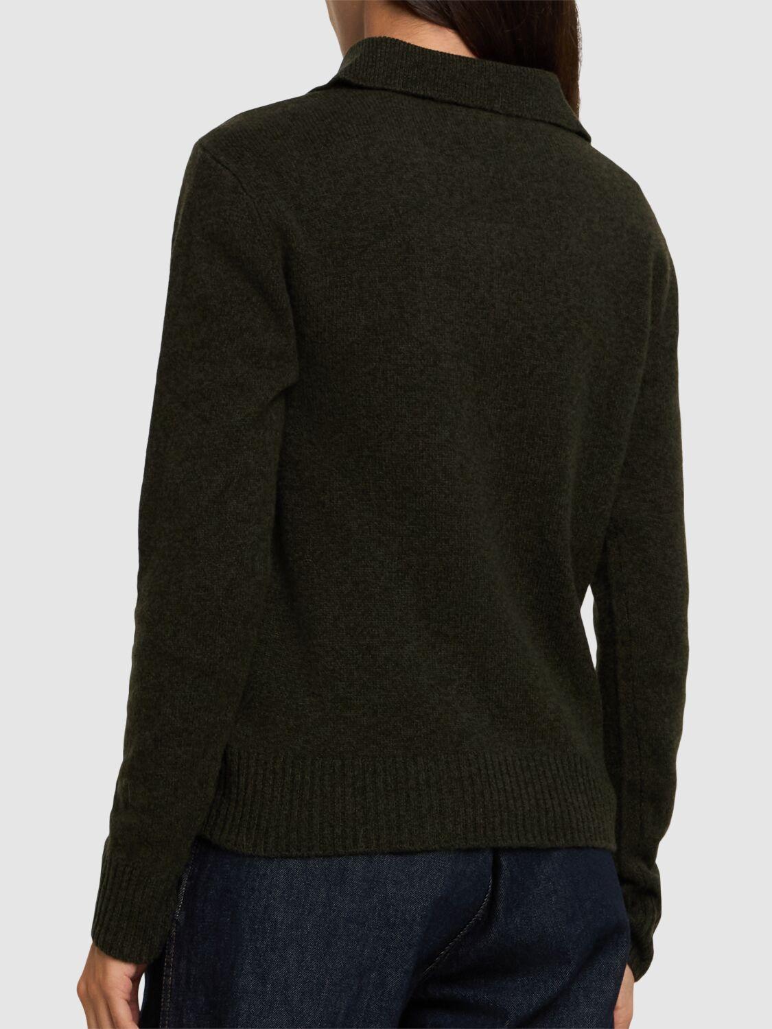 Wool knit polo sweater