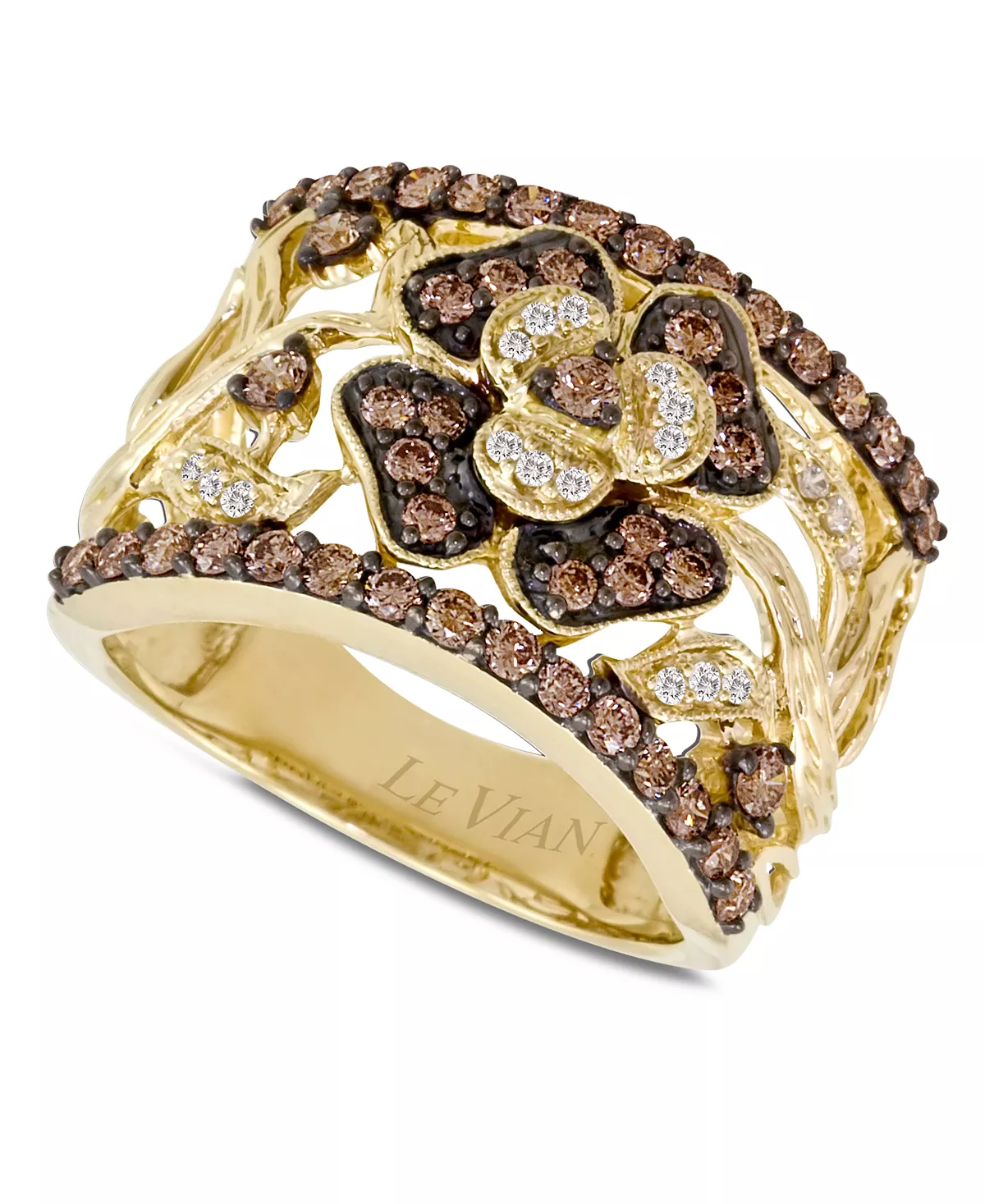 Chocolate Diamonds® Flower Ring (1 ct. t.w.) in 14k Gold