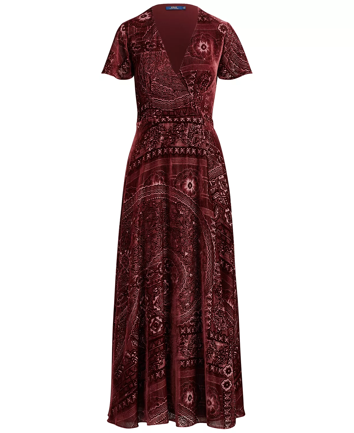 Burn-Out Velvet Wrap Maxi Dress