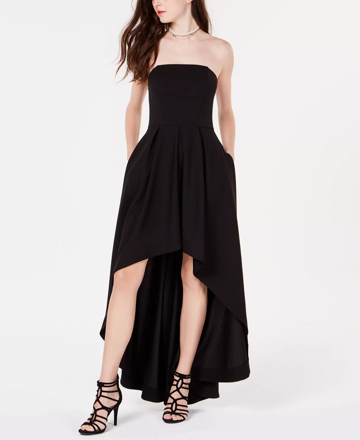 Juniors' Strapless High-Low Dress