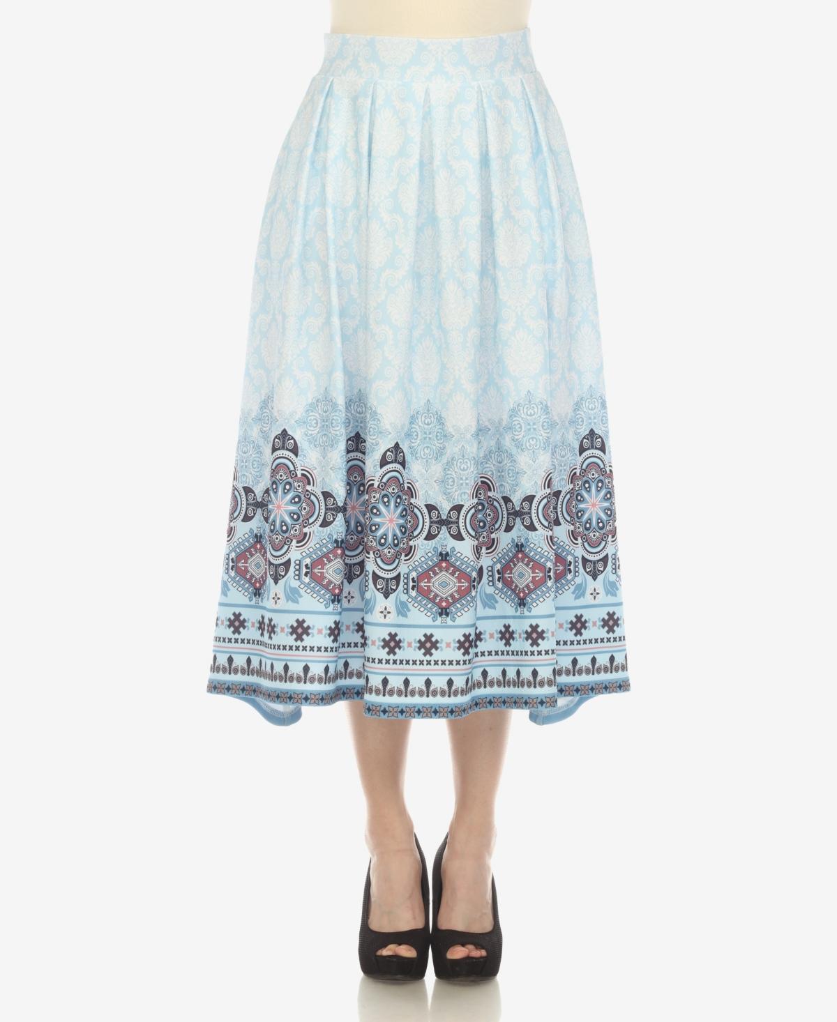 Women's Border Prints Pleated Midi Skirt