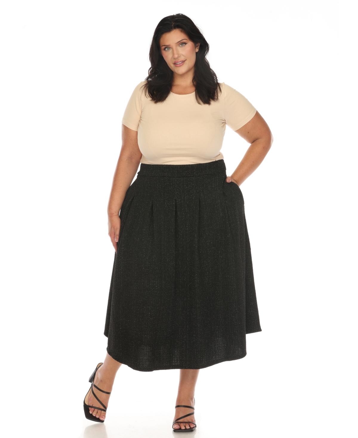 Plus Size Flared Tweed Skirt