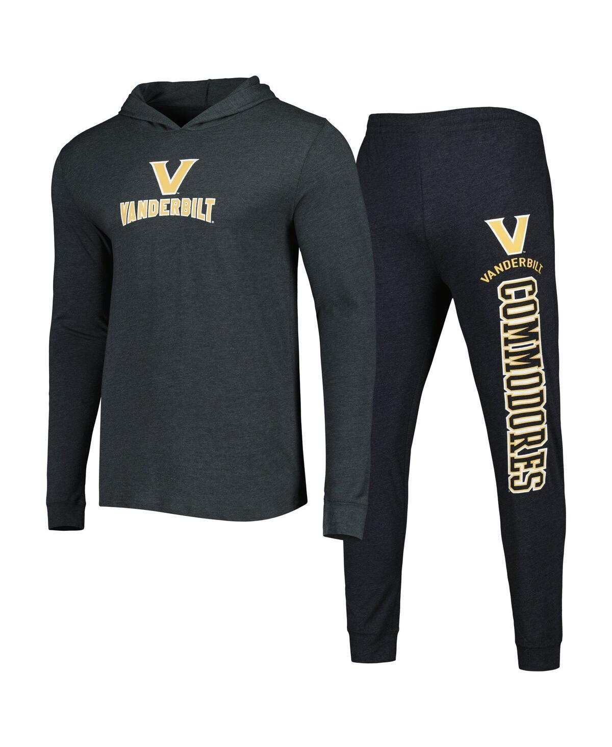 Men's Black, Charcoal Vanderbilt Commodores Meter Pullover Hoodie and Joggers Sleep Set