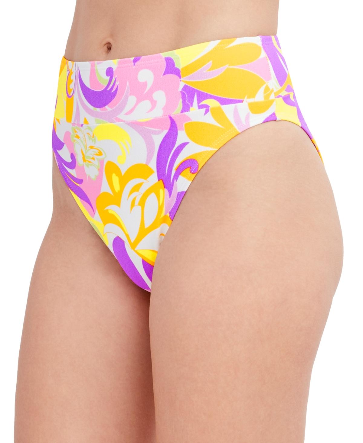 Give It A Swirl Printed High-Waist Bikini Bottoms