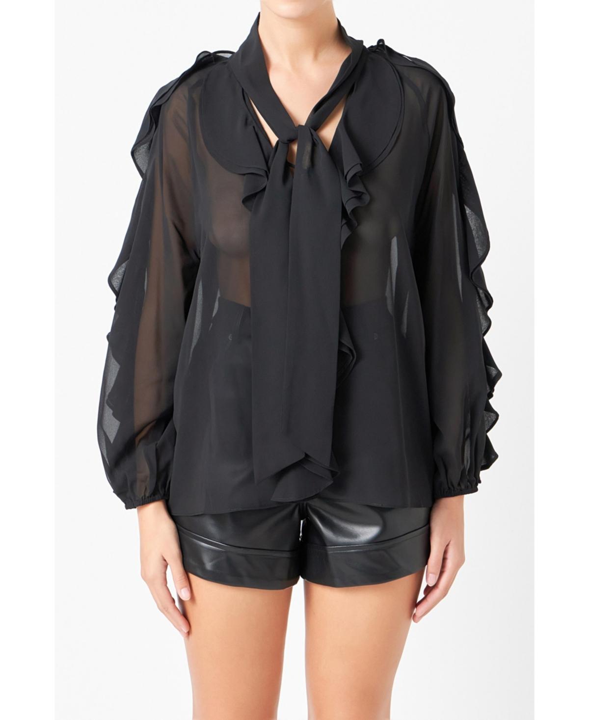 Women's Chiffon Peekaboo Top