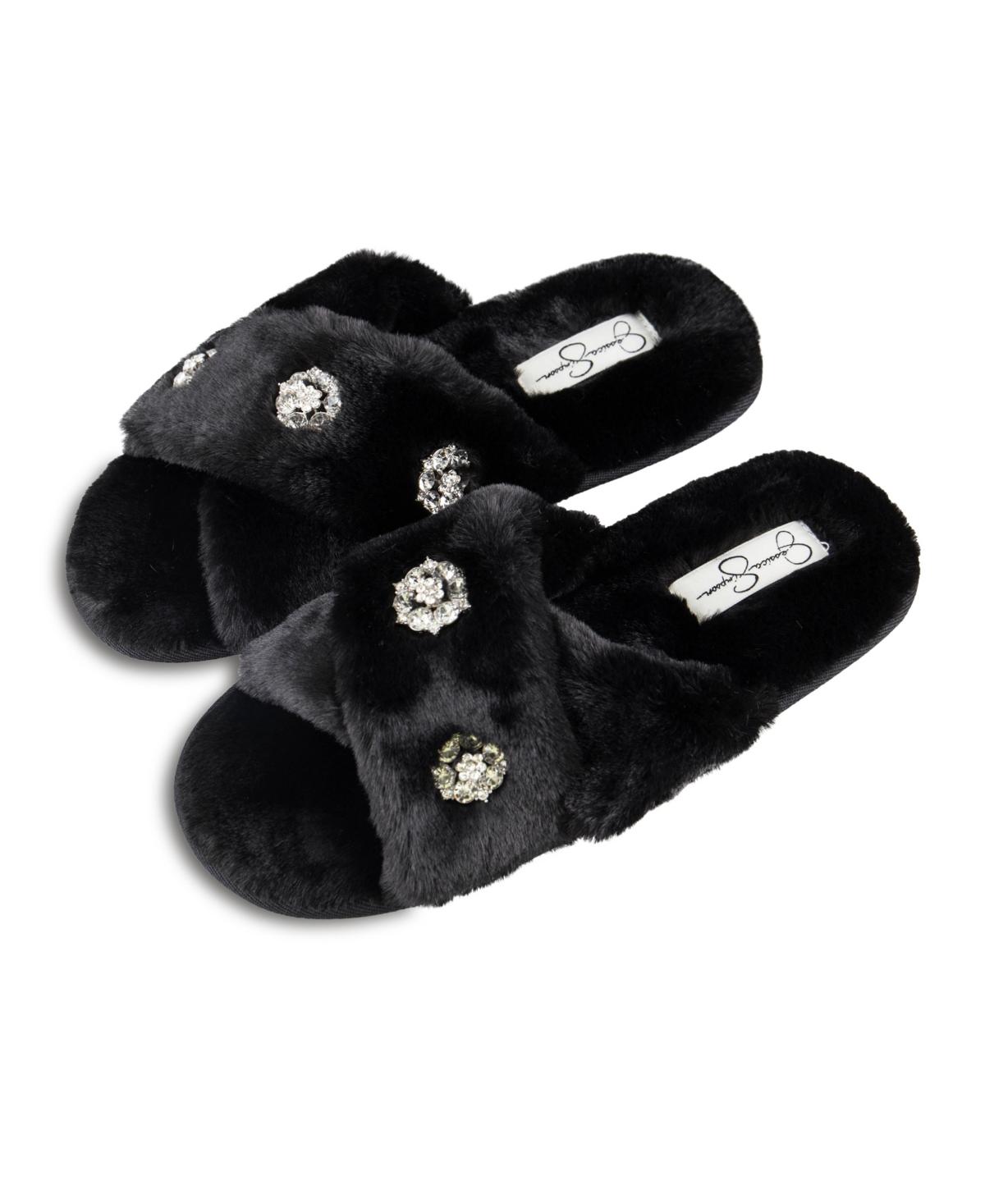 Women's Embellished Cross Band Slide Slippers