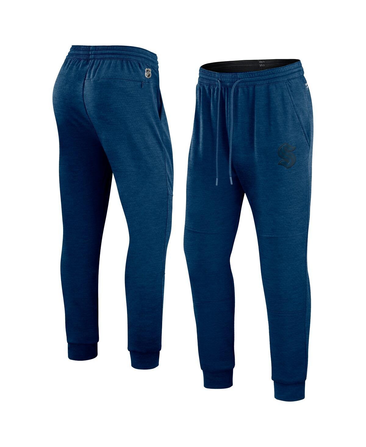 Men's Heather Deep Sea Blue Seattle Kraken Authentic Pro Road Jogger Sweatpants