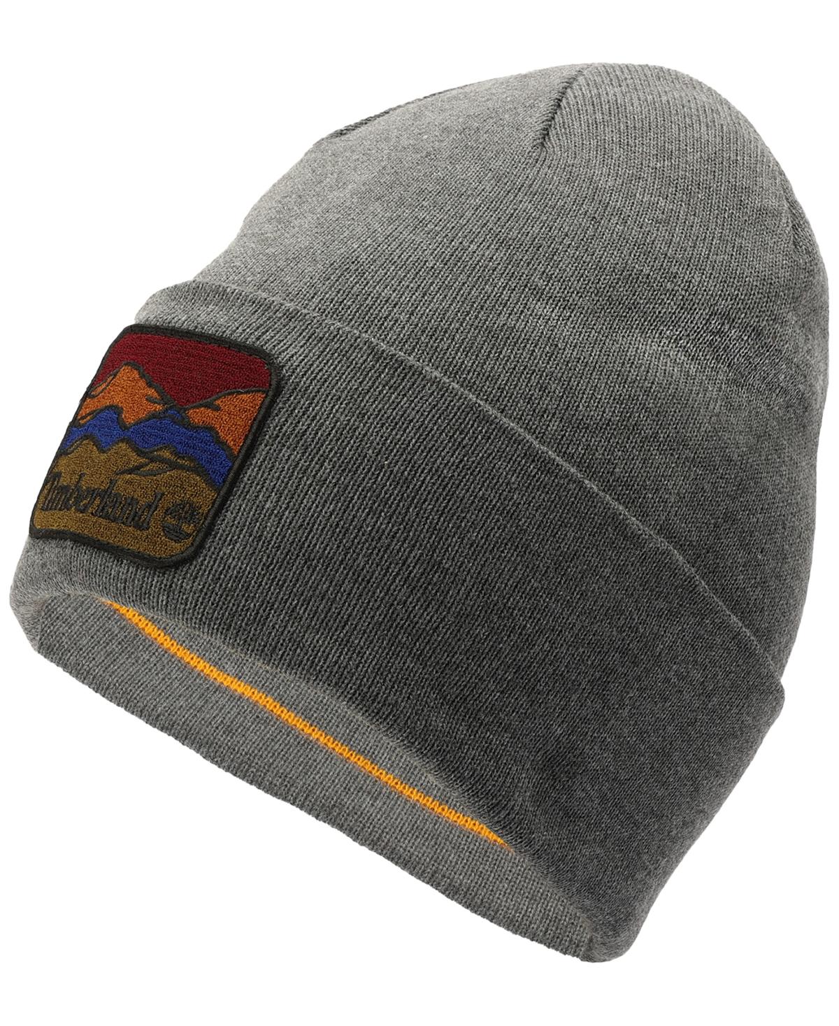 Men's Embroidered Mountain Logo Patch Beanie