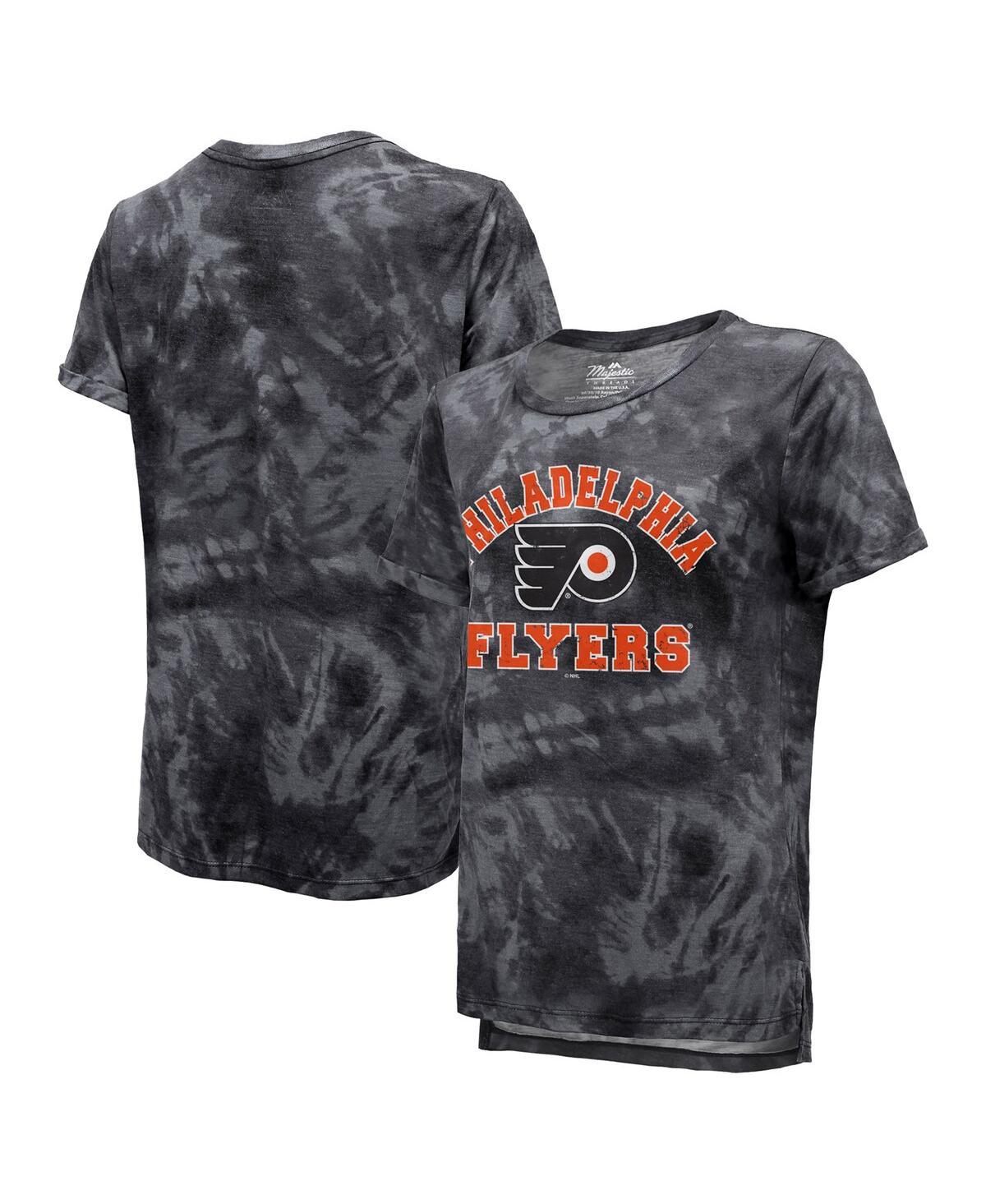 Women's Threads Black Philadelphia Flyers Boyfriend Tie-Dye Tri-Blend T-shirt