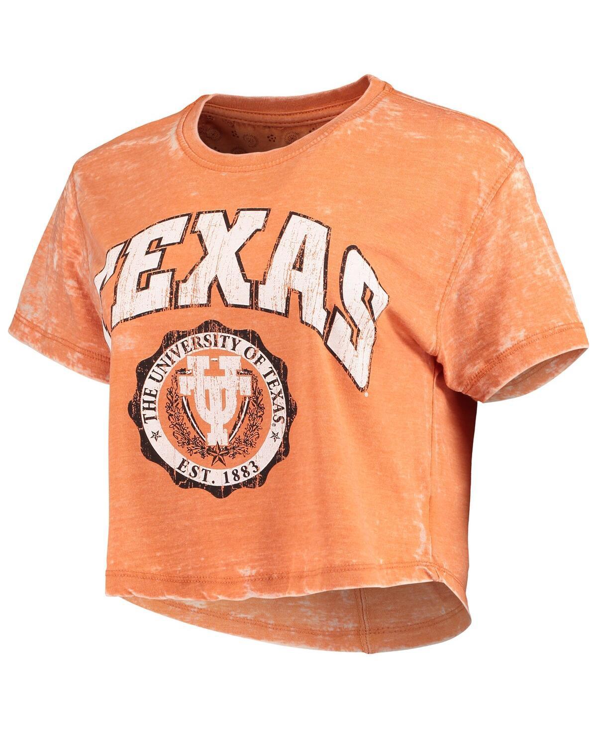 Women's Texas Orange Texas Longhorns Edith Vintage-Like Burnout Crop T-shirt