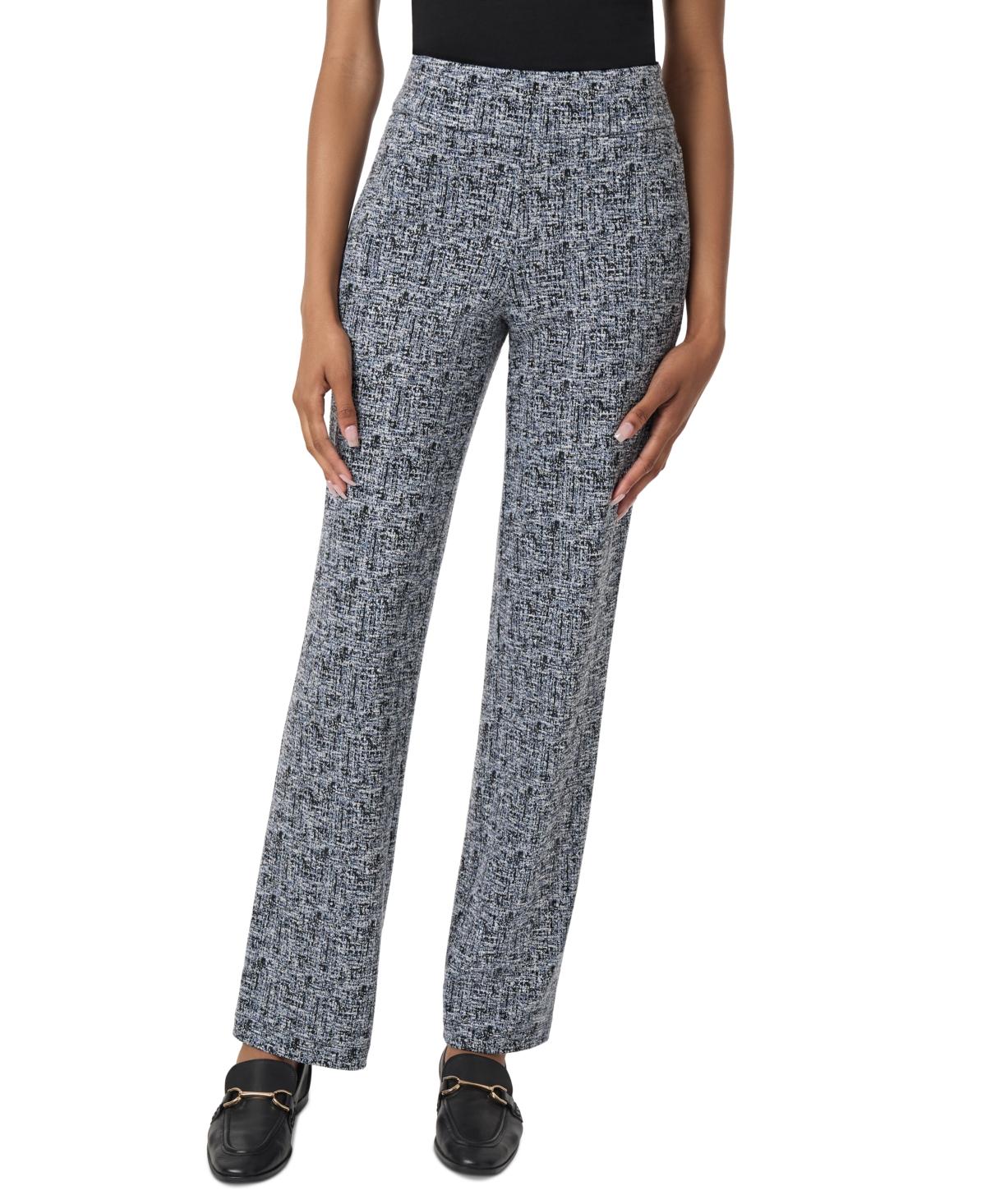 Petite Printed Pull-On Straight-Leg Trousers