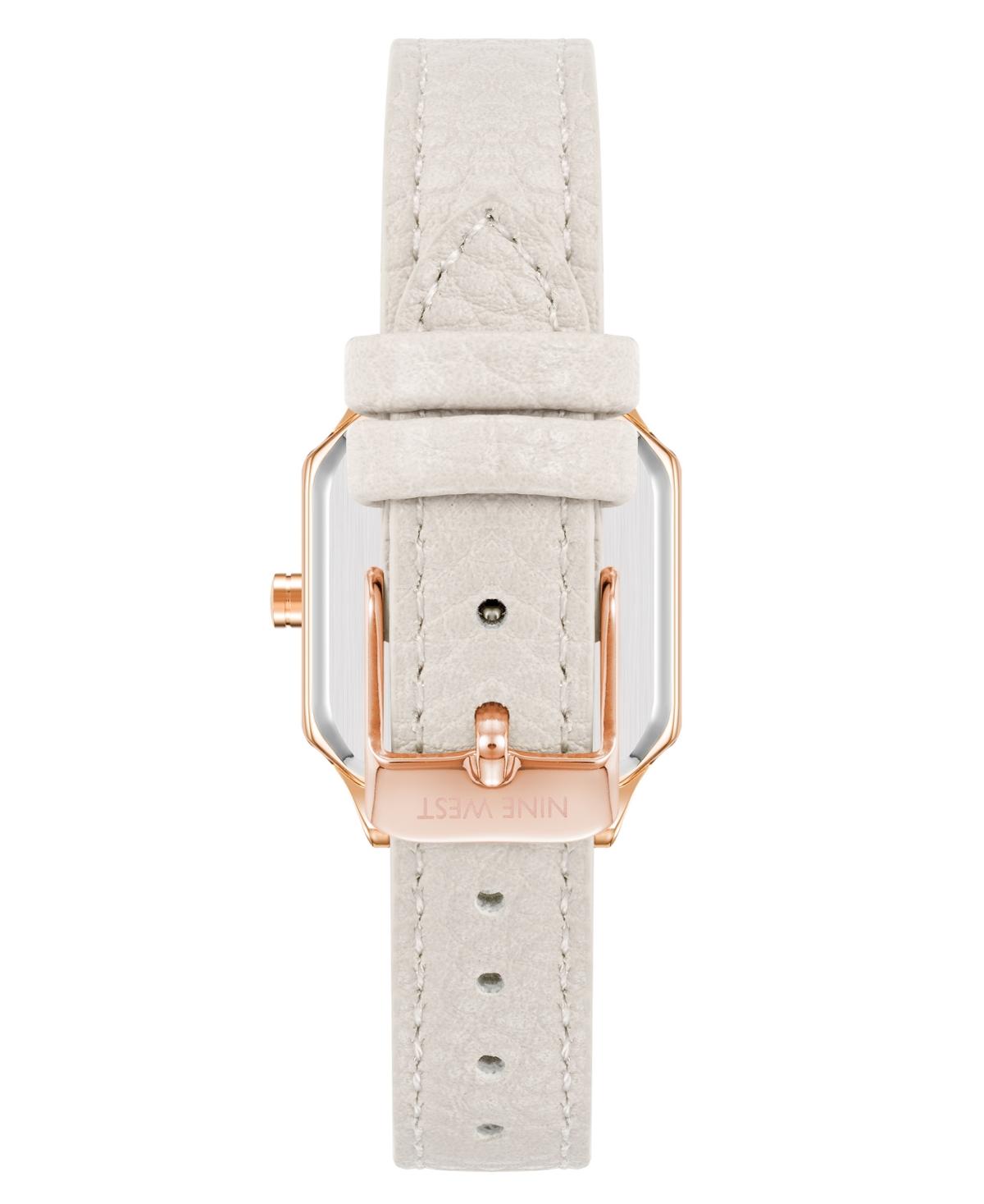 Women's Quartz Square White Faux Leather Band Watch, 27mm